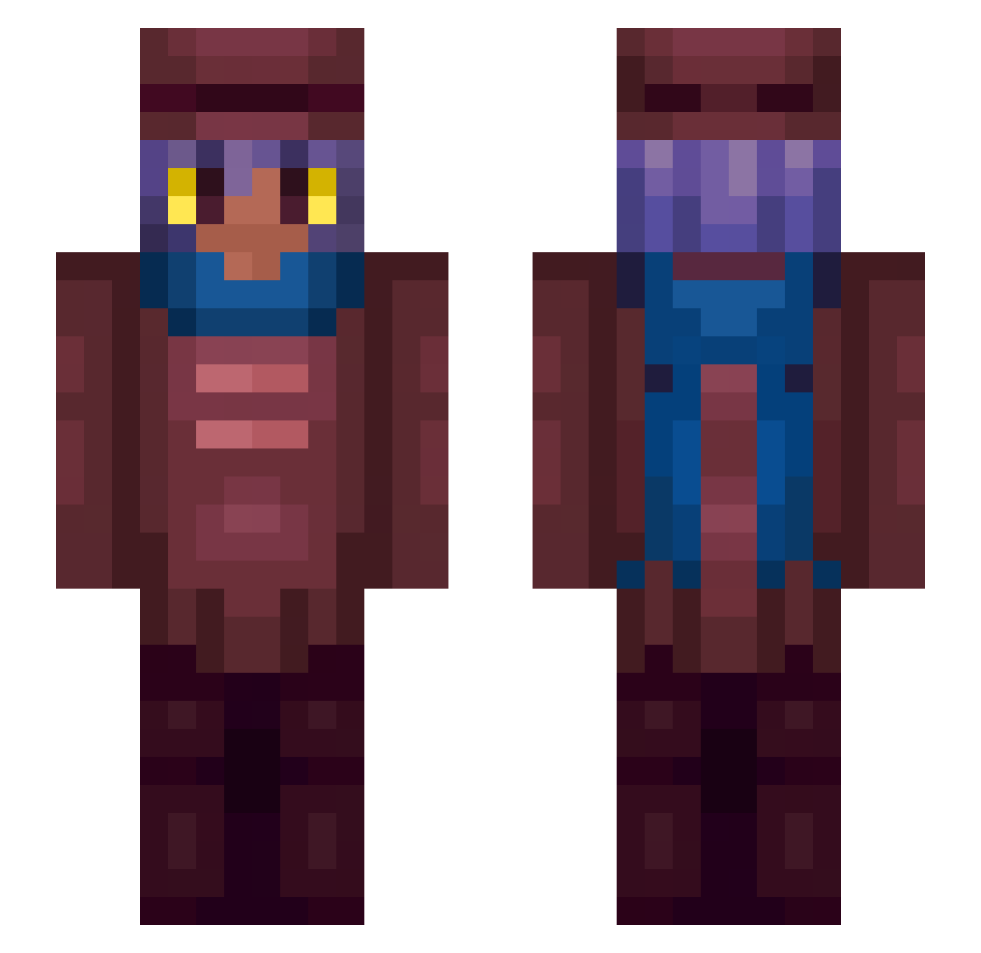 TerribleMemes Minecraft skin, front and back view