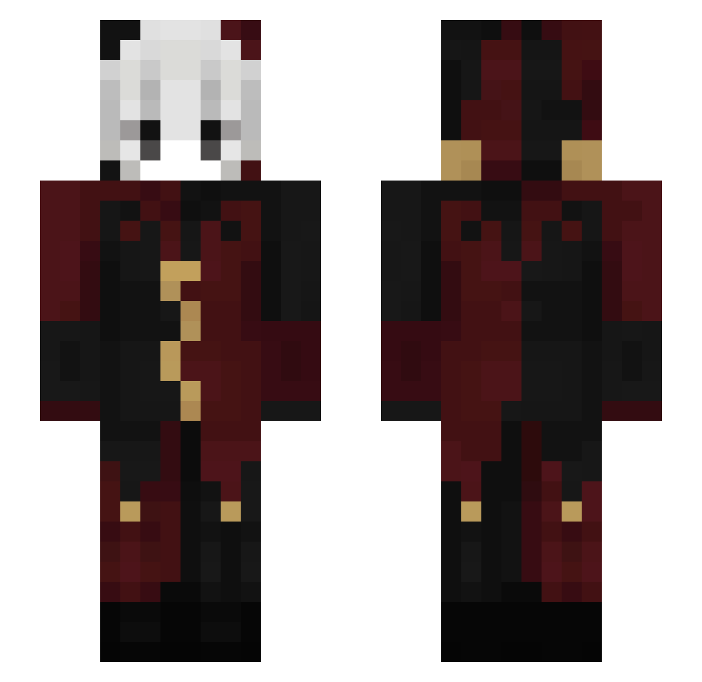 zG0d Minecraft skin, front and back view