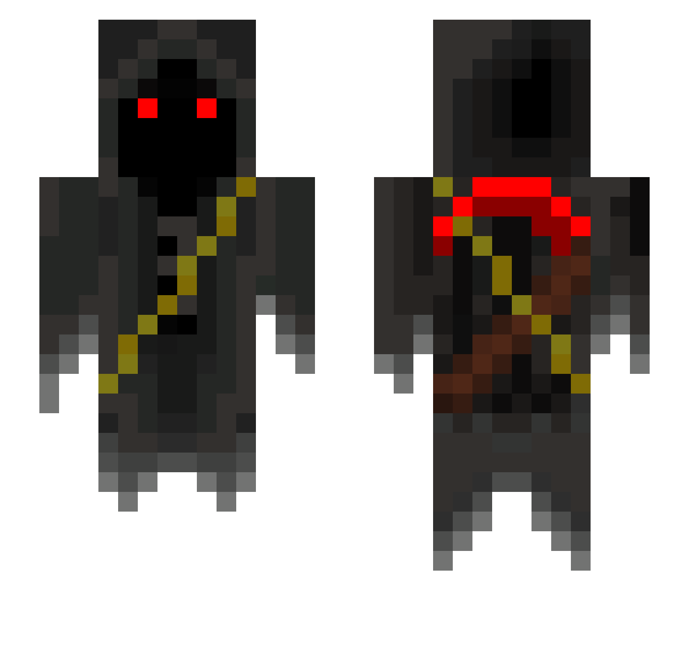 DarthMevlana Minecraft skin, front and back view