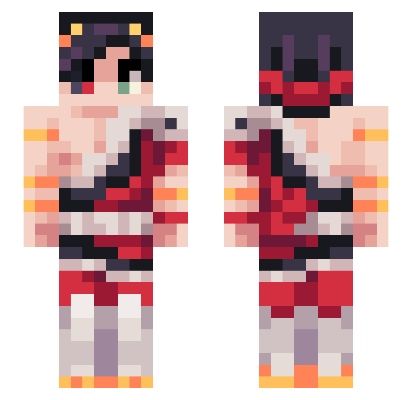 Dqwnn Minecraft skin, front and back view