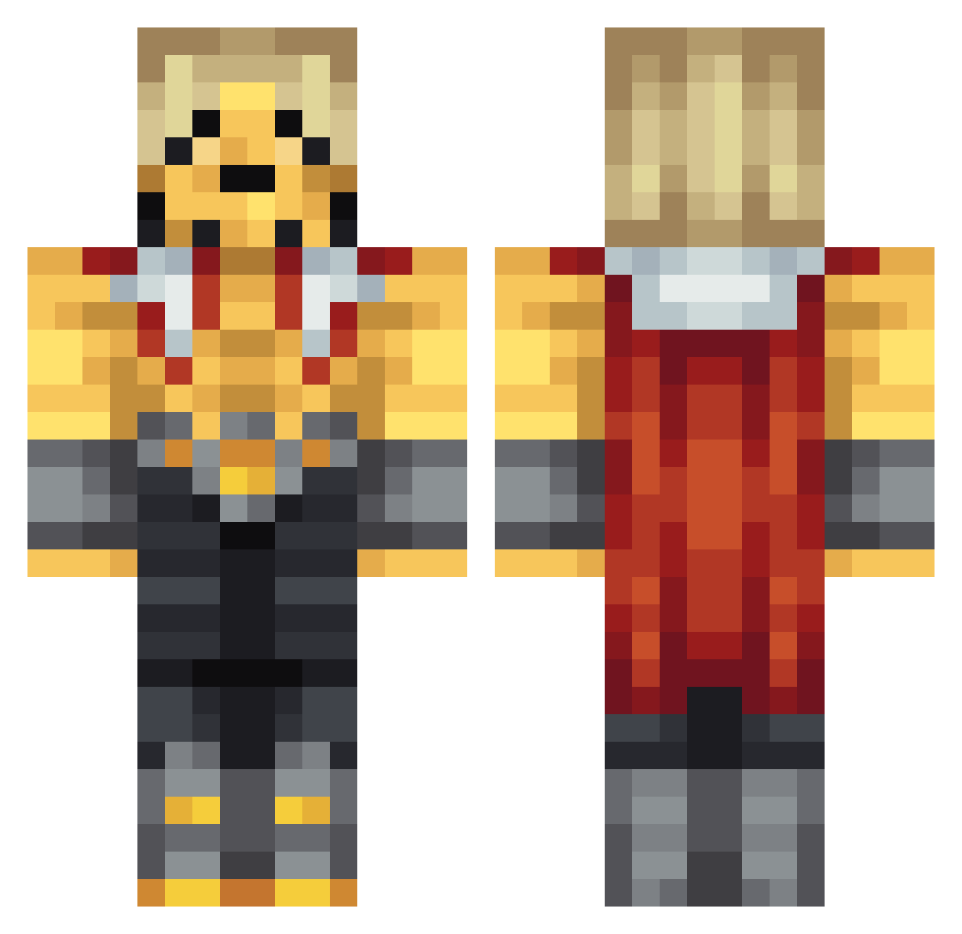 AnthosTV Minecraft skin, front and back view