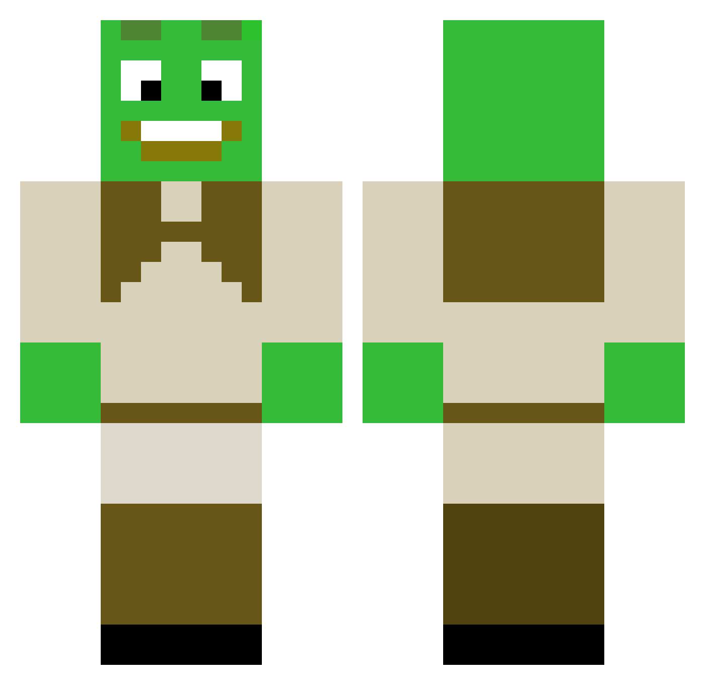 RapidzzShrek Minecraft skin, front and back view