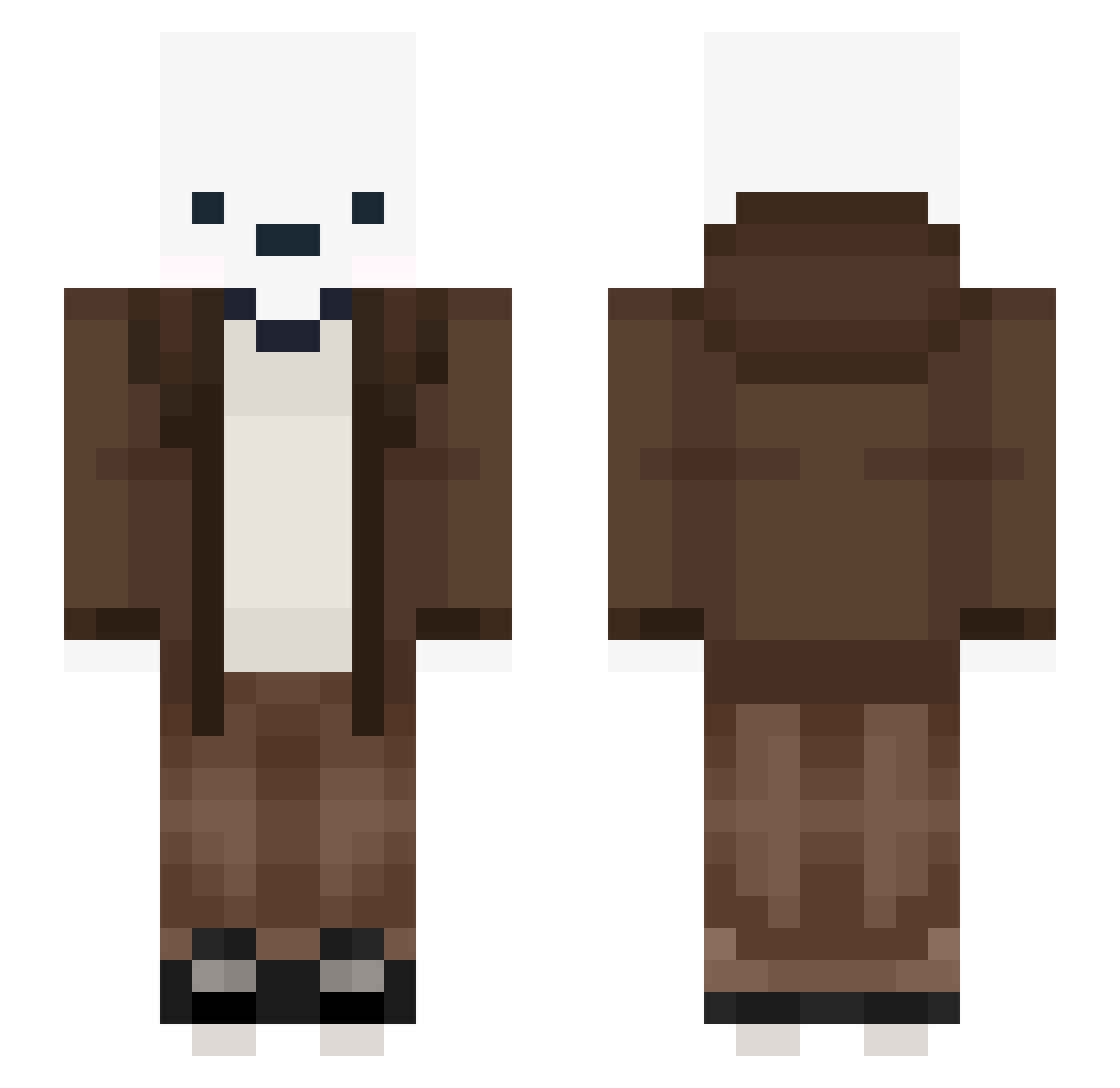 SendCuddles Minecraft skin, front and back view