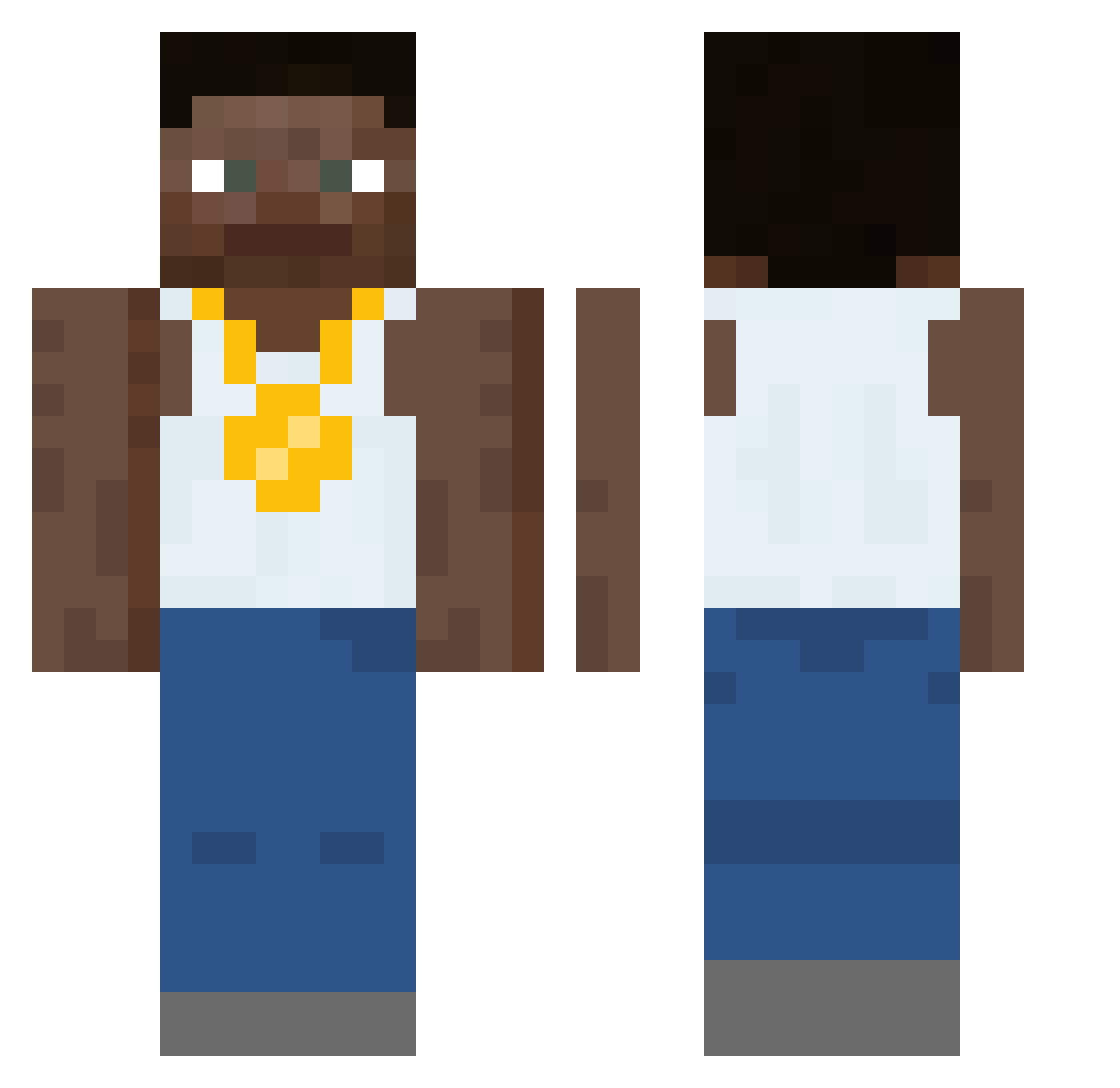 tujenge Minecraft skin, front and back view