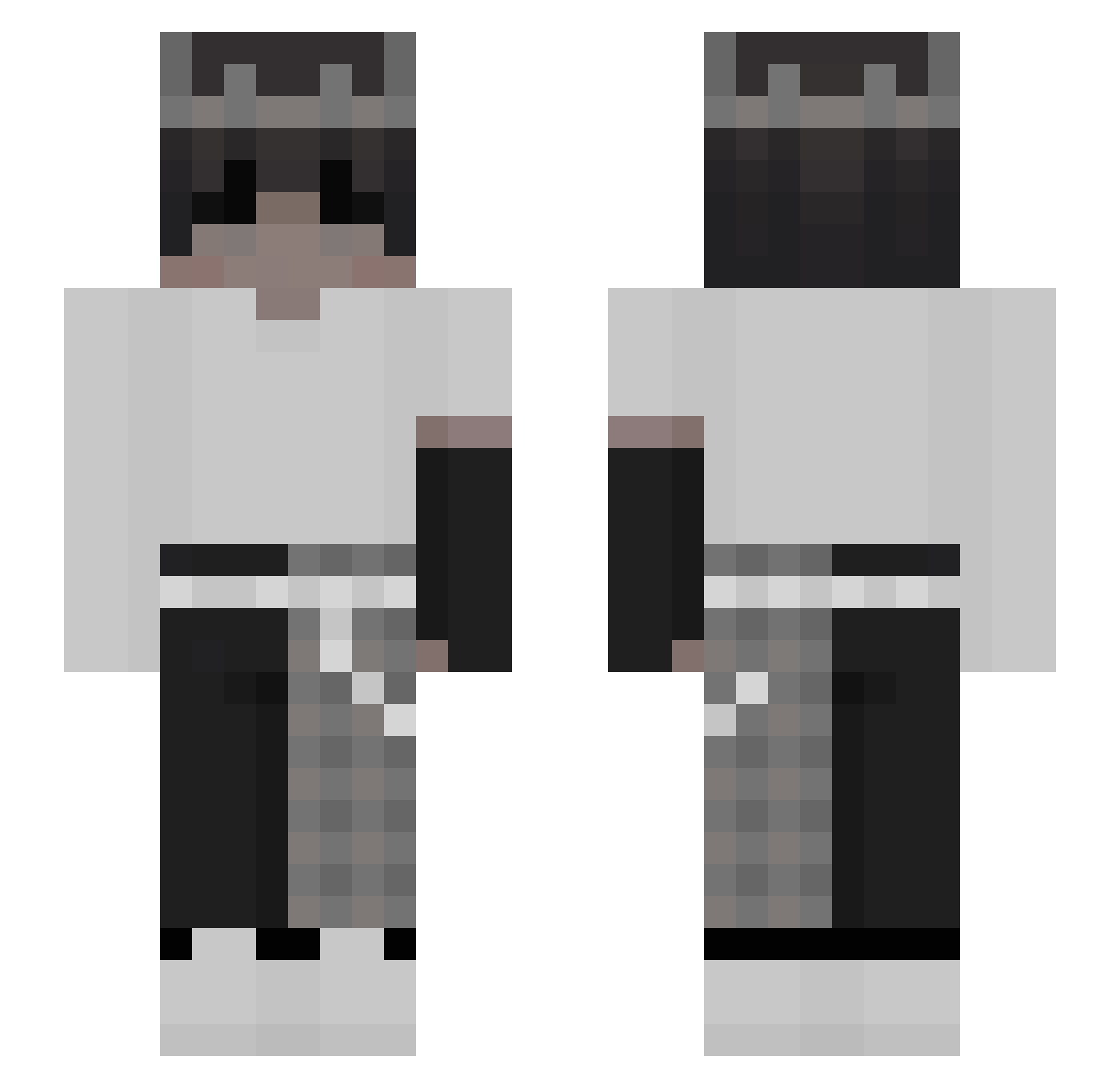 xZinca Minecraft skin, front and back view