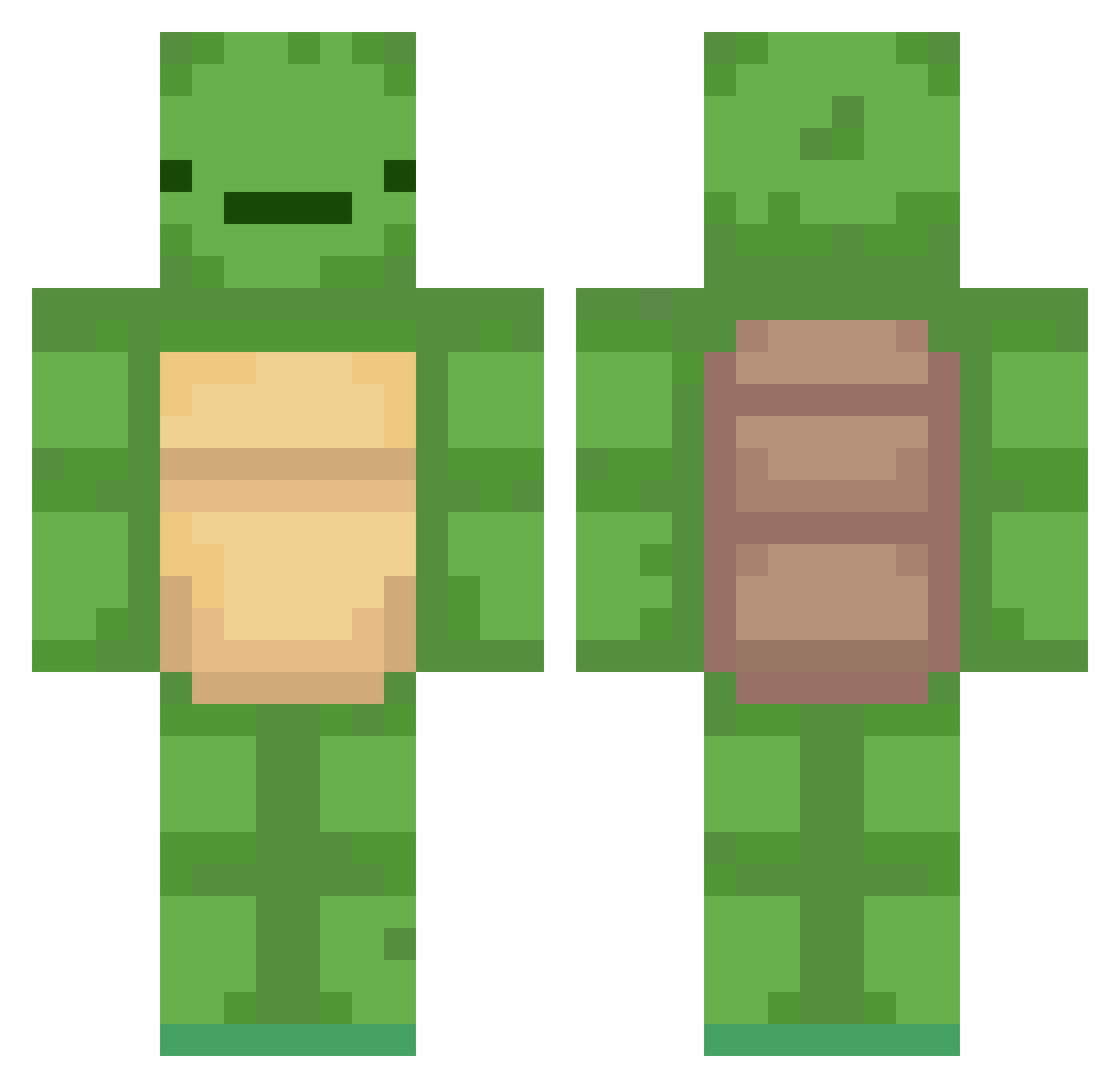 Nucklo Minecraft skin, front and back view