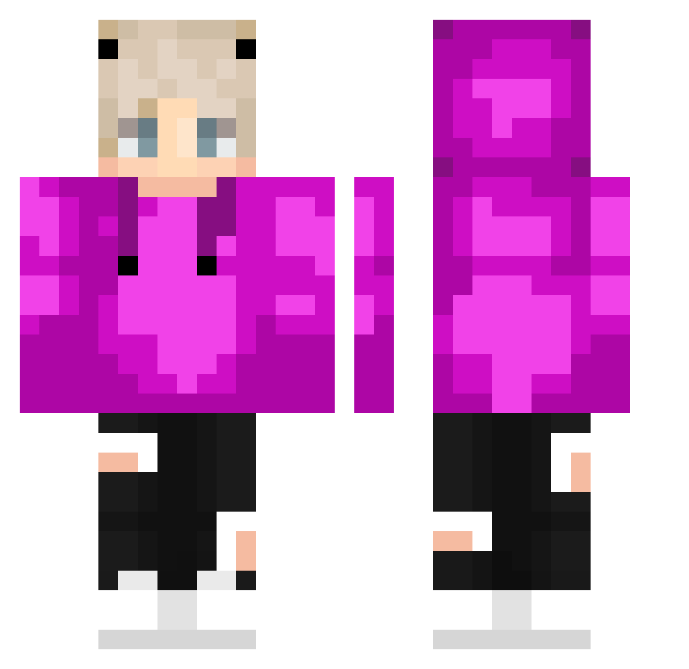wollins Minecraft skin, front and back view