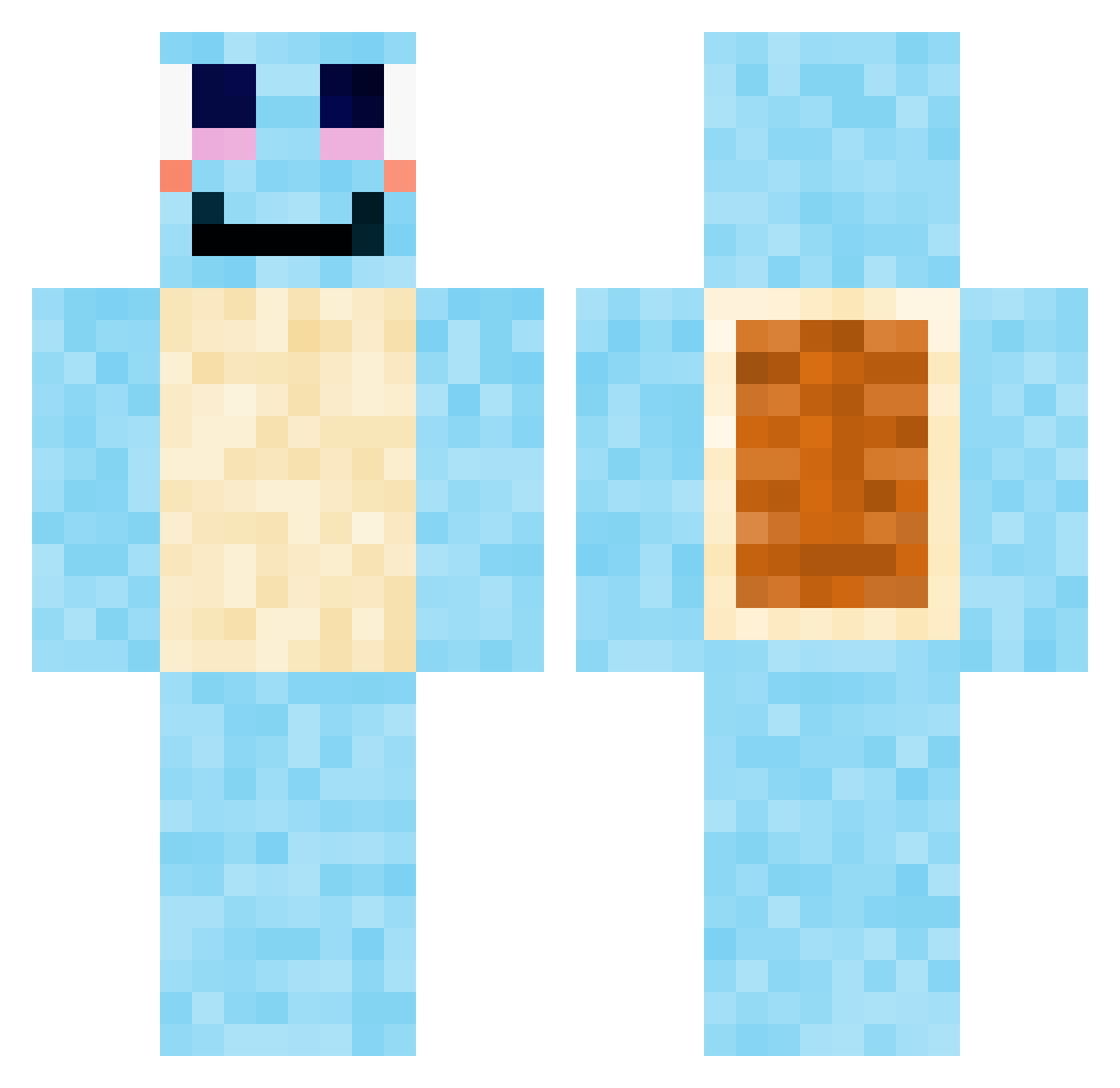 IcedTomato Minecraft skin, front and back view