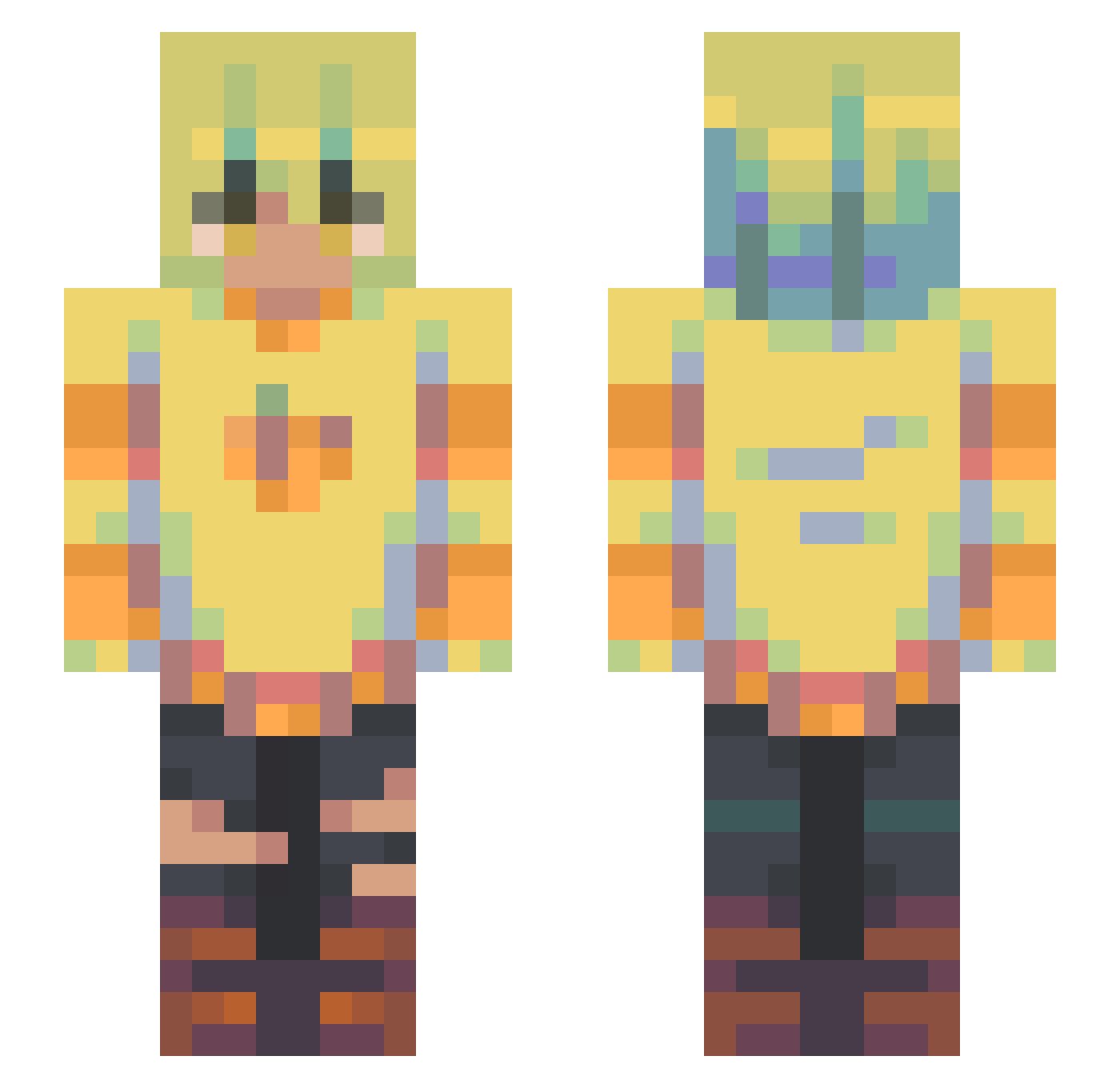 Geo_Machine Minecraft skin, front and back view