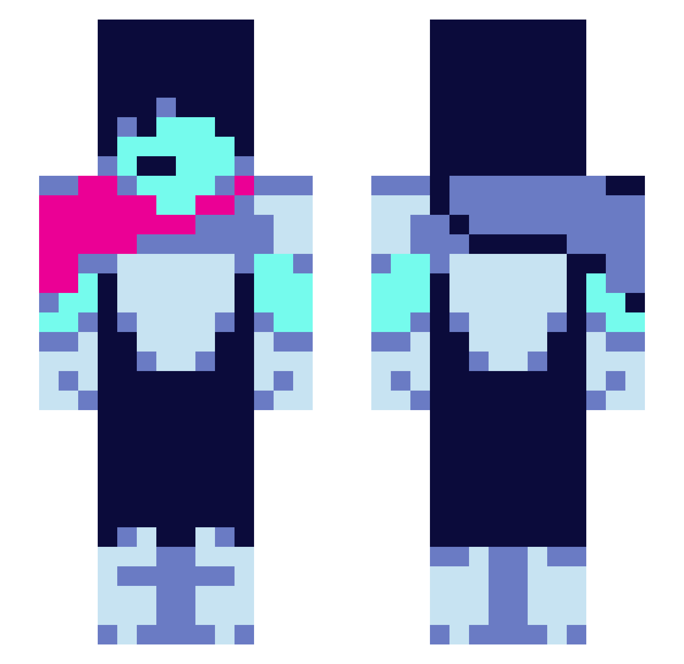 uitravioiiet Minecraft skin, front and back view