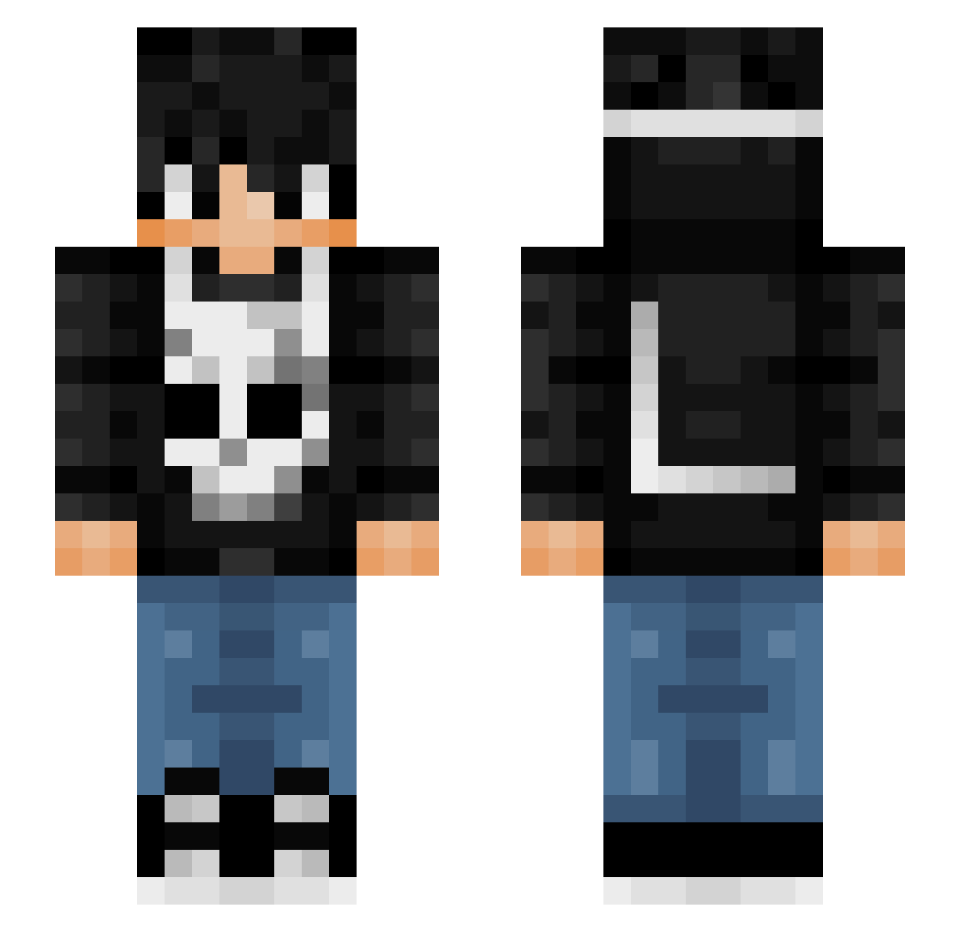 Elite785 Minecraft skin, front and back view