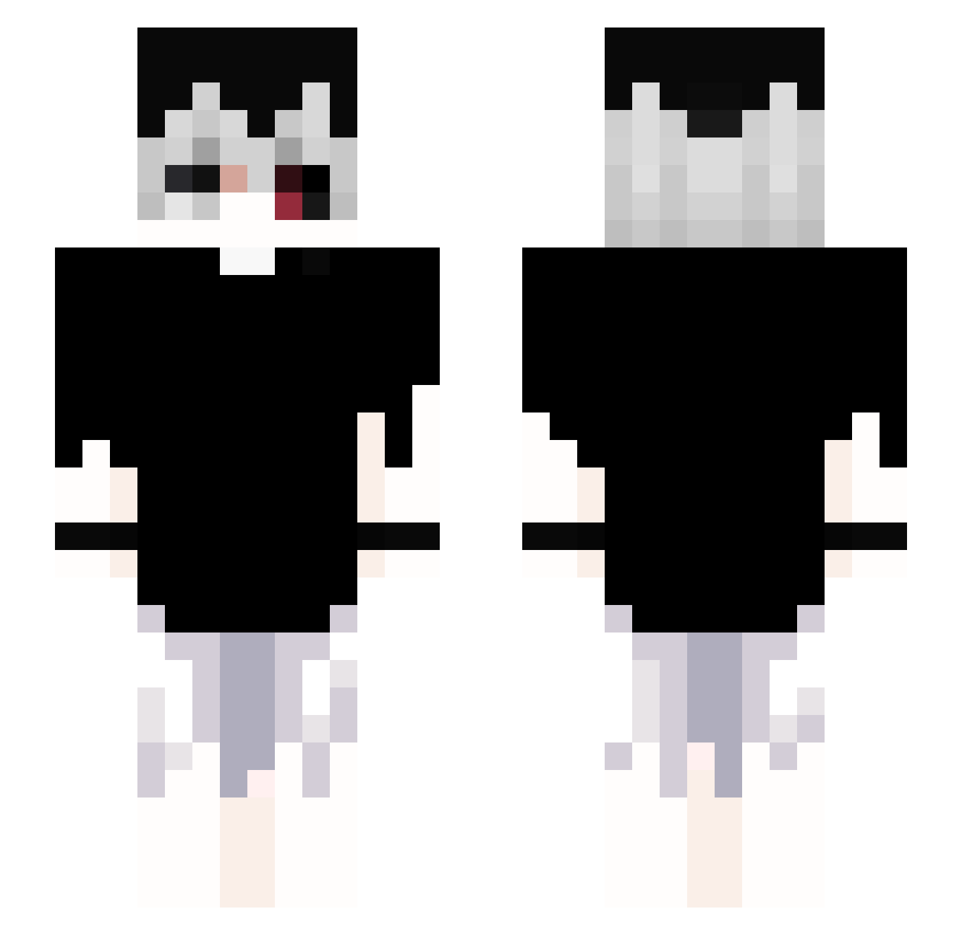 ZainDaZebra Minecraft skin, front and back view