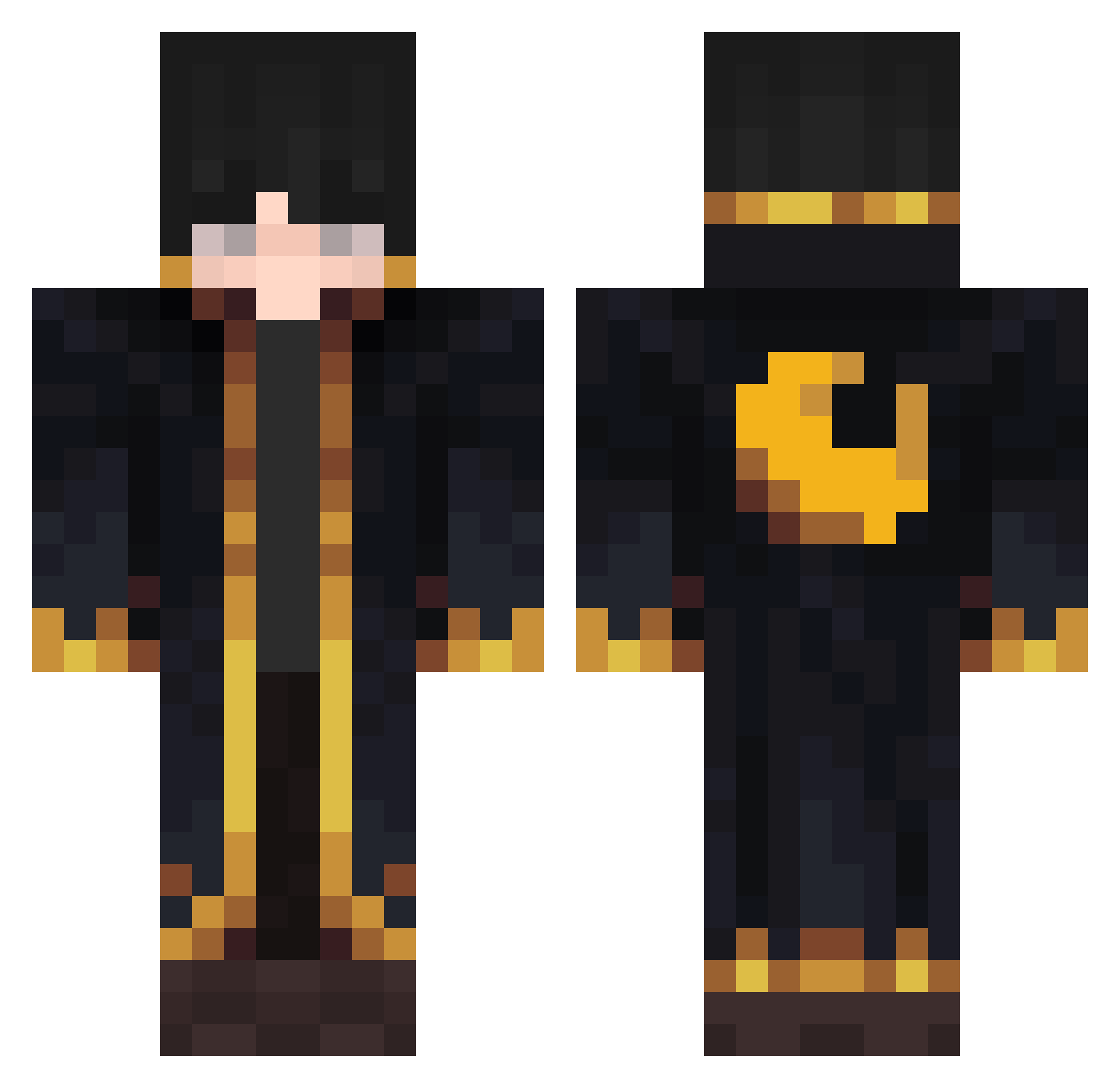 YelloWizard Minecraft skin, front and back view