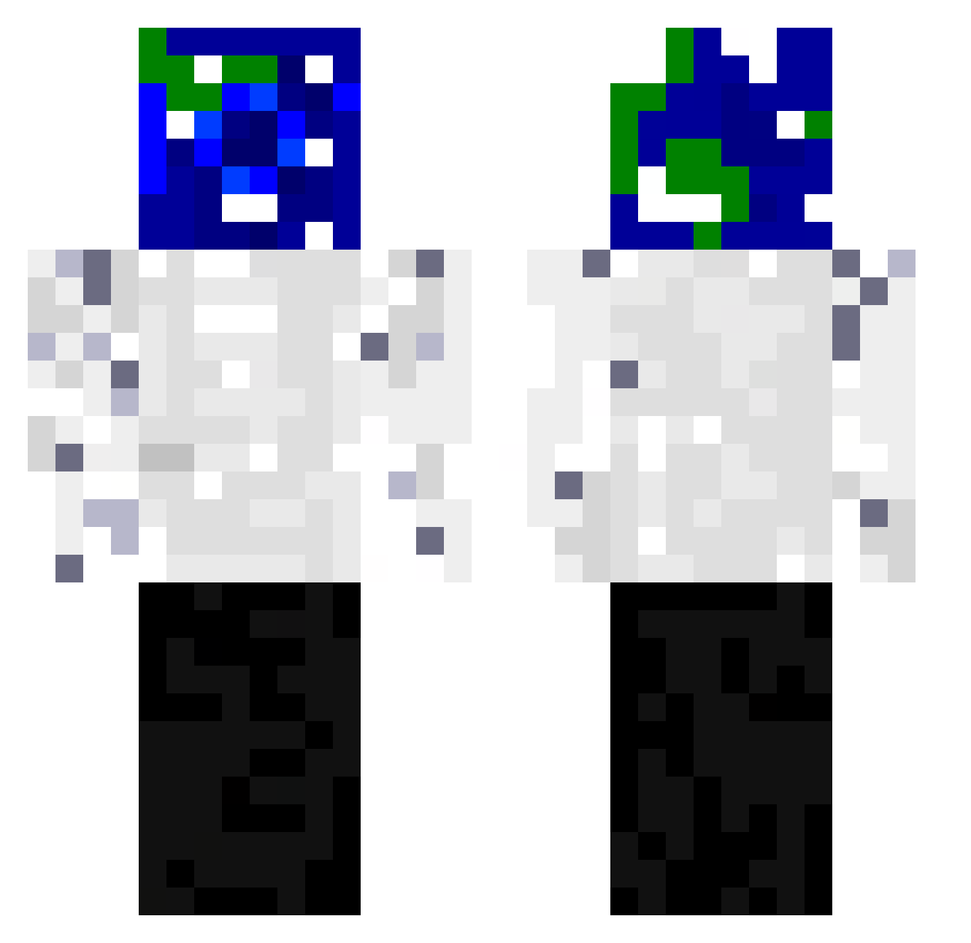 TMOTP Minecraft skin, front and back view