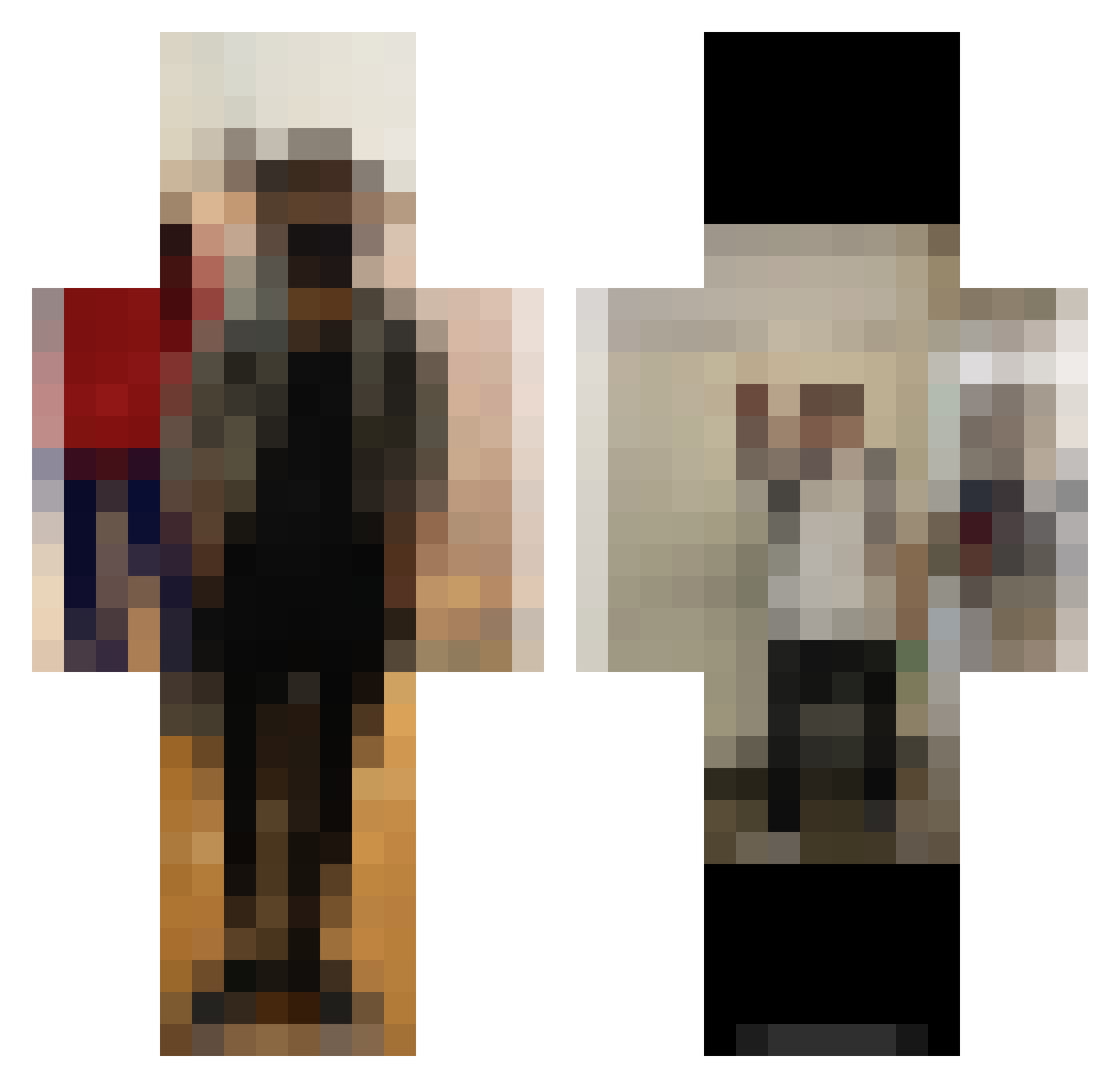 Shimesu1 Minecraft skin, front and back view