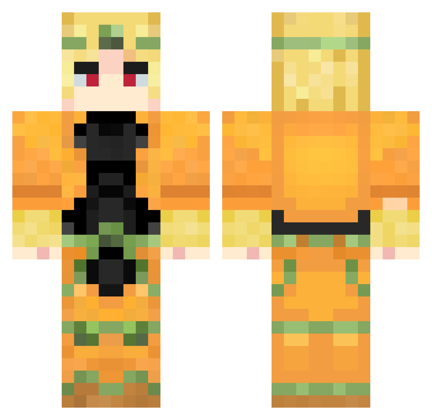 Novaniel Minecraft skin, front and back view