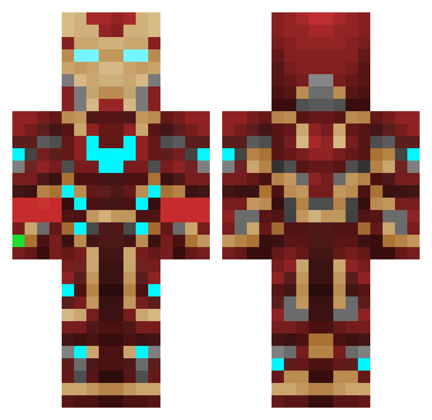 physicsgt Minecraft skin, front and back view