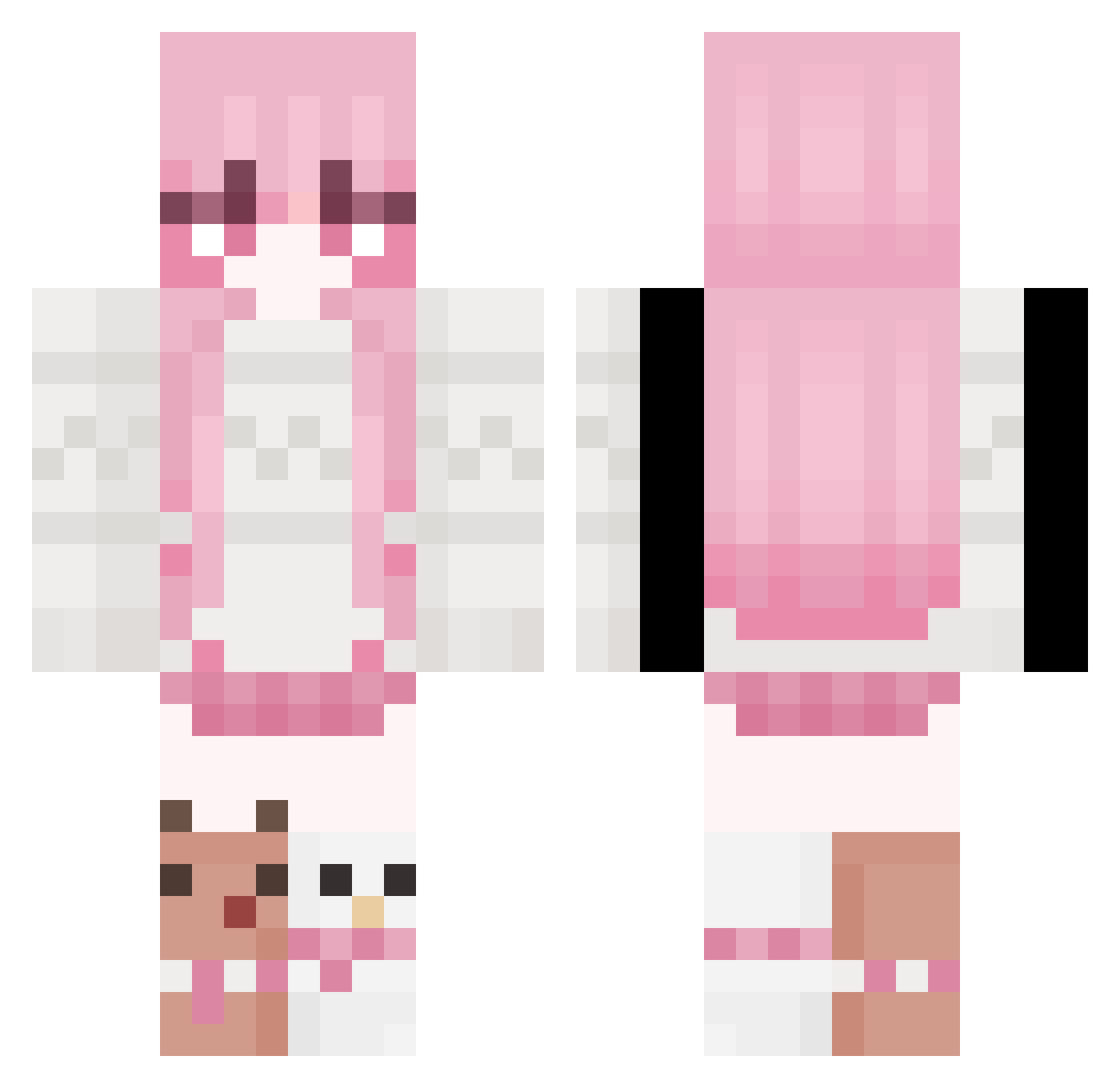 Unrealing Minecraft skin, front and back view
