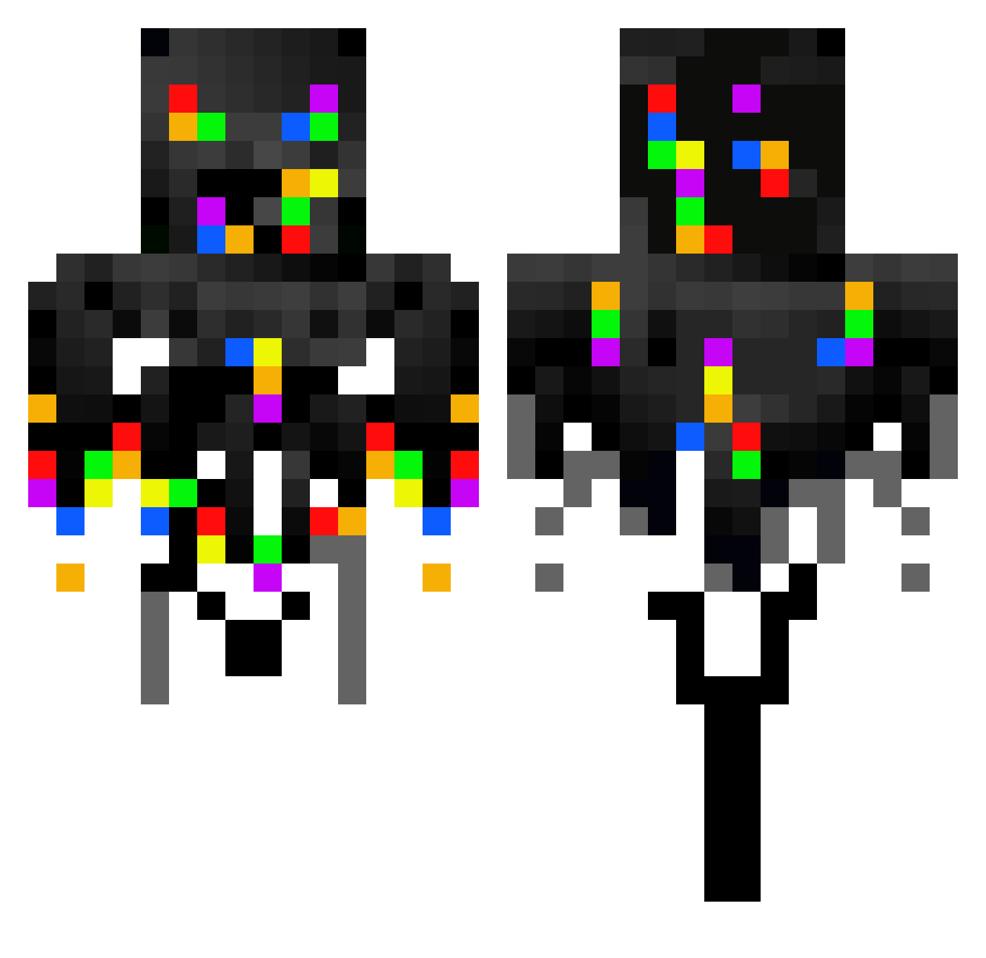 Turro Minecraft skin, front and back view