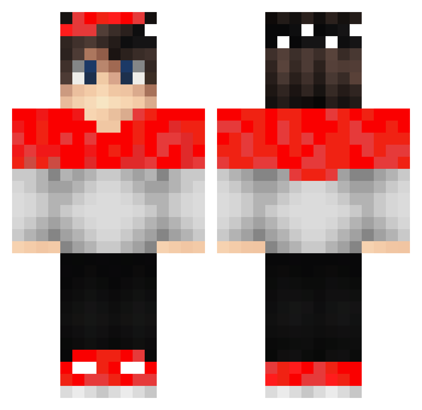 Stariron Minecraft skin, front and back view