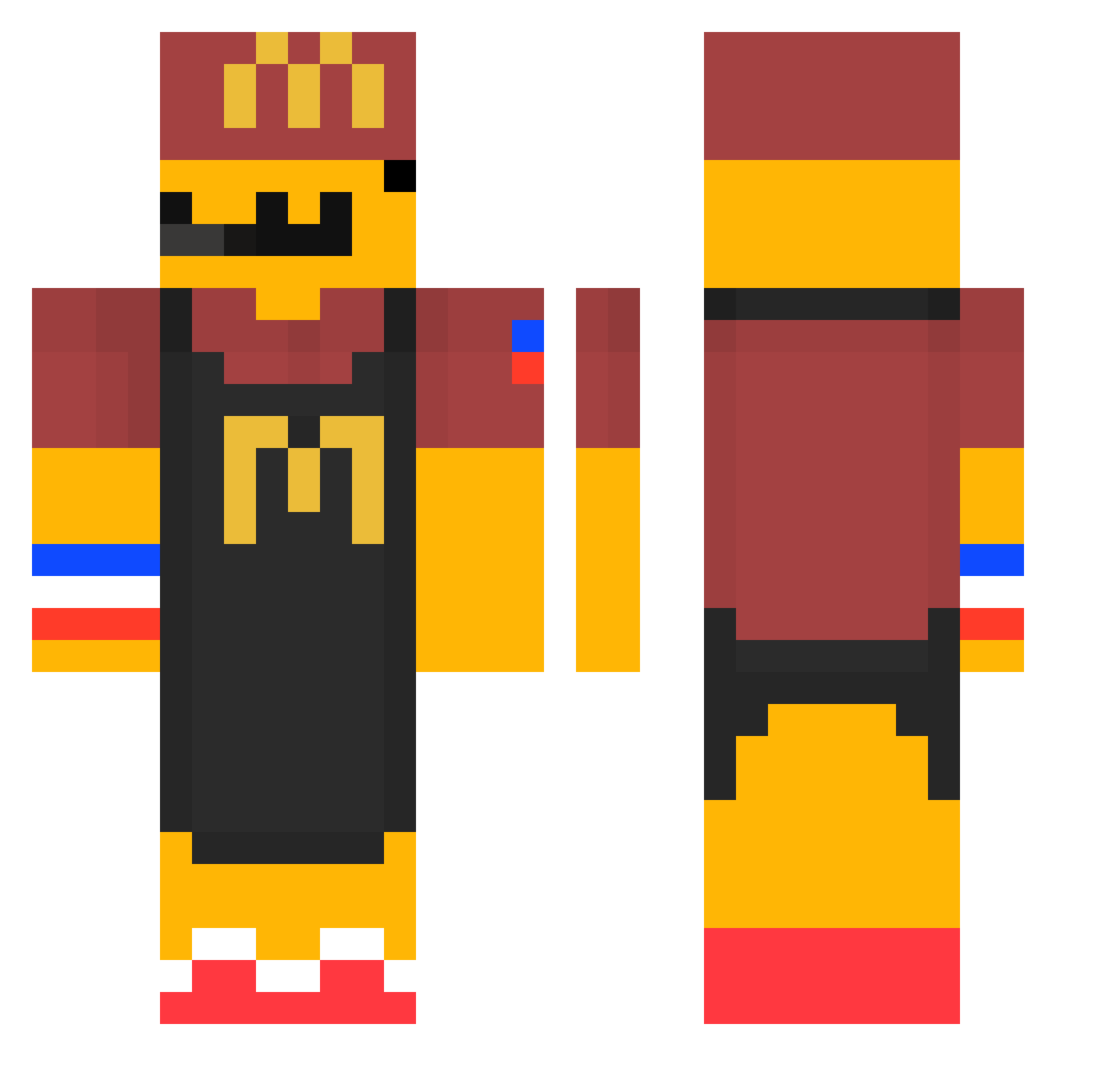 MCdoritoA Minecraft skin, front and back view