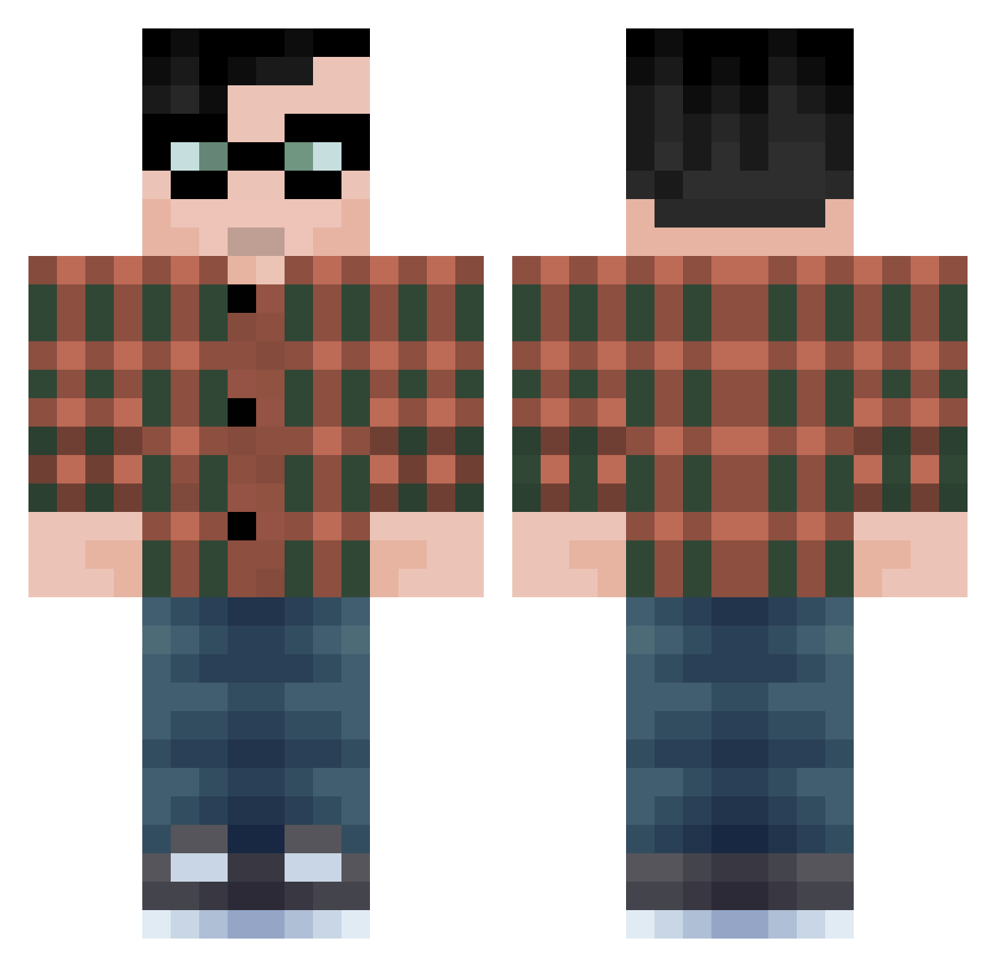 Euvan Minecraft skin, front and back view