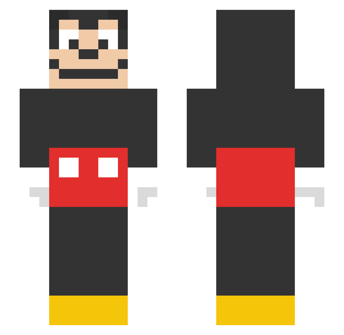00e Minecraft skin, front and back view