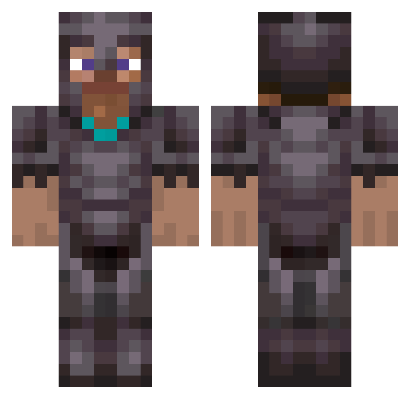 PS2HAGRID Minecraft skin, front and back view