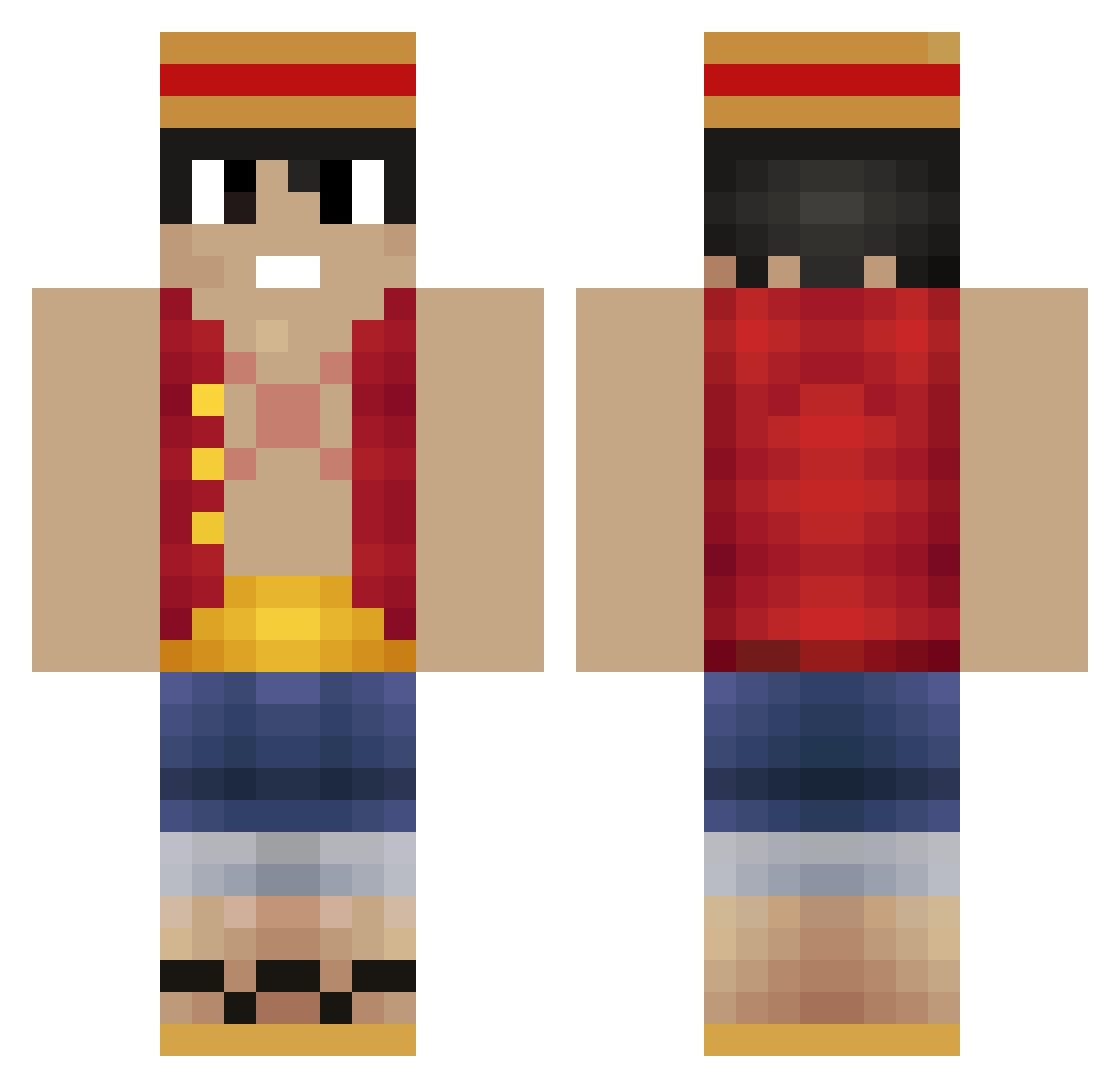 xSSMx Minecraft skin, front and back view