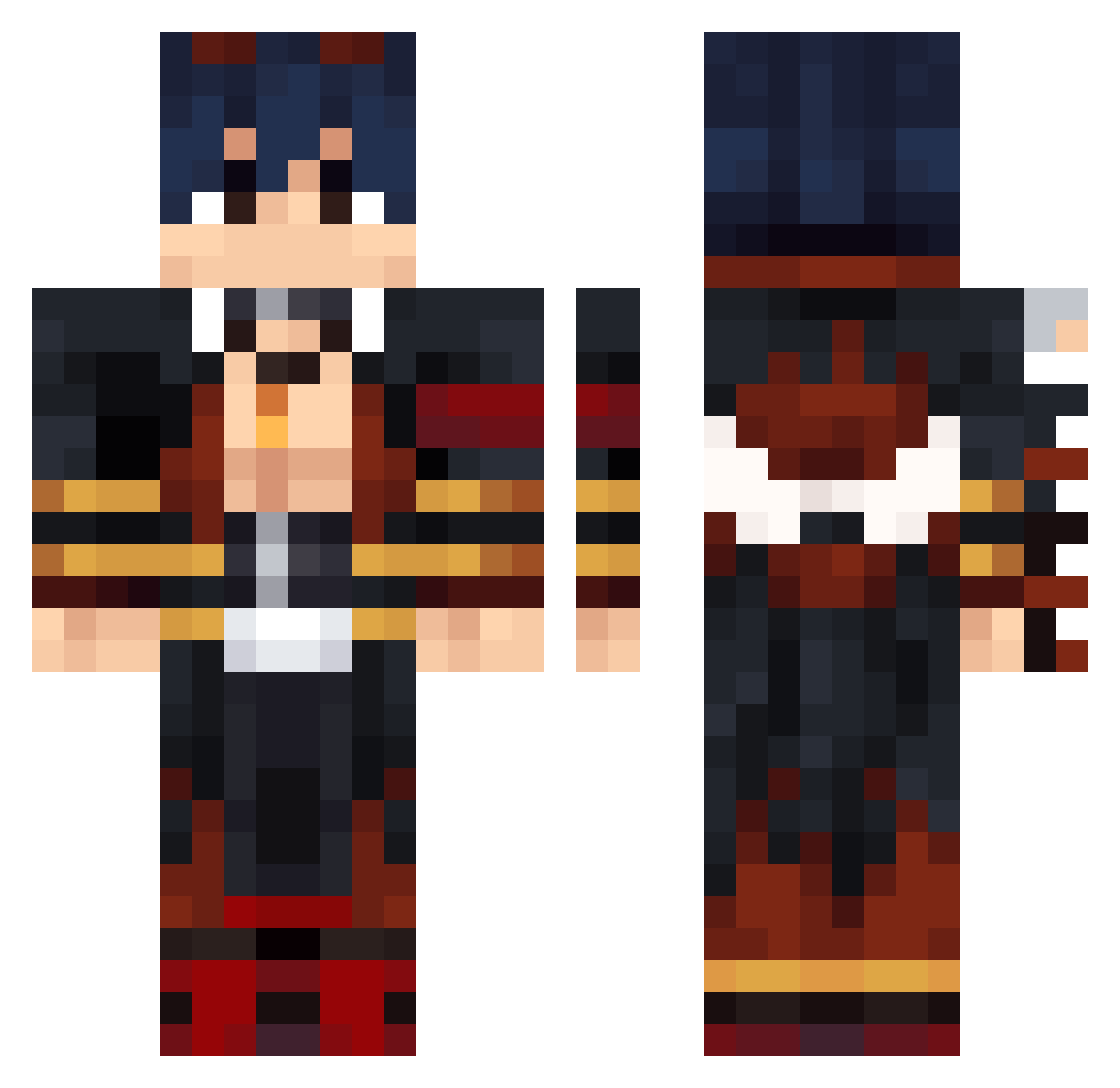 Sn0wyWasTaken Minecraft skin, front and back view