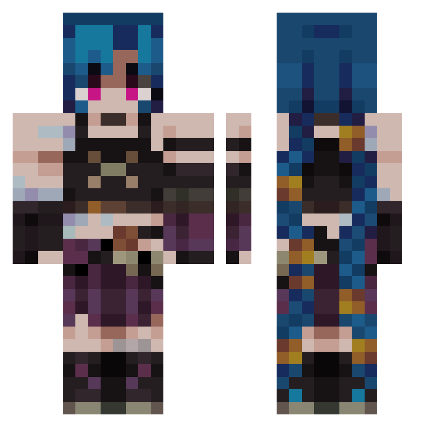 Skulleton413 Minecraft skin, front and back view