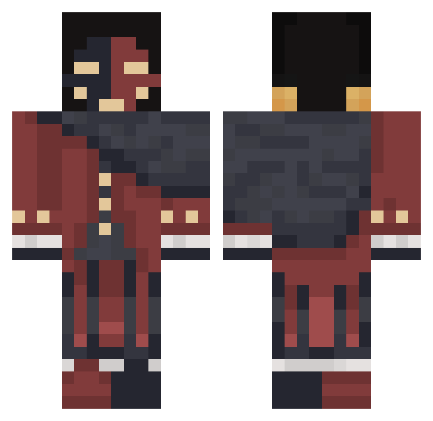 Nikonarr Minecraft skin, front and back view