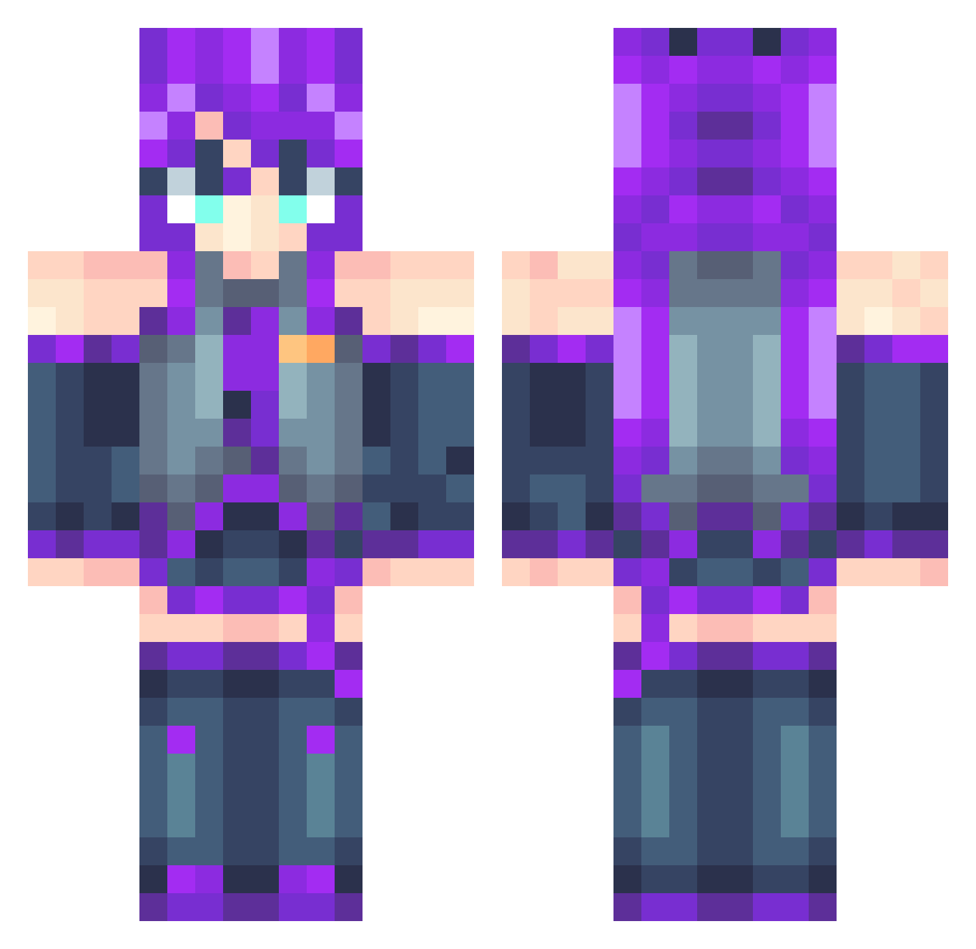 WaterForAustin Minecraft skin, front and back view