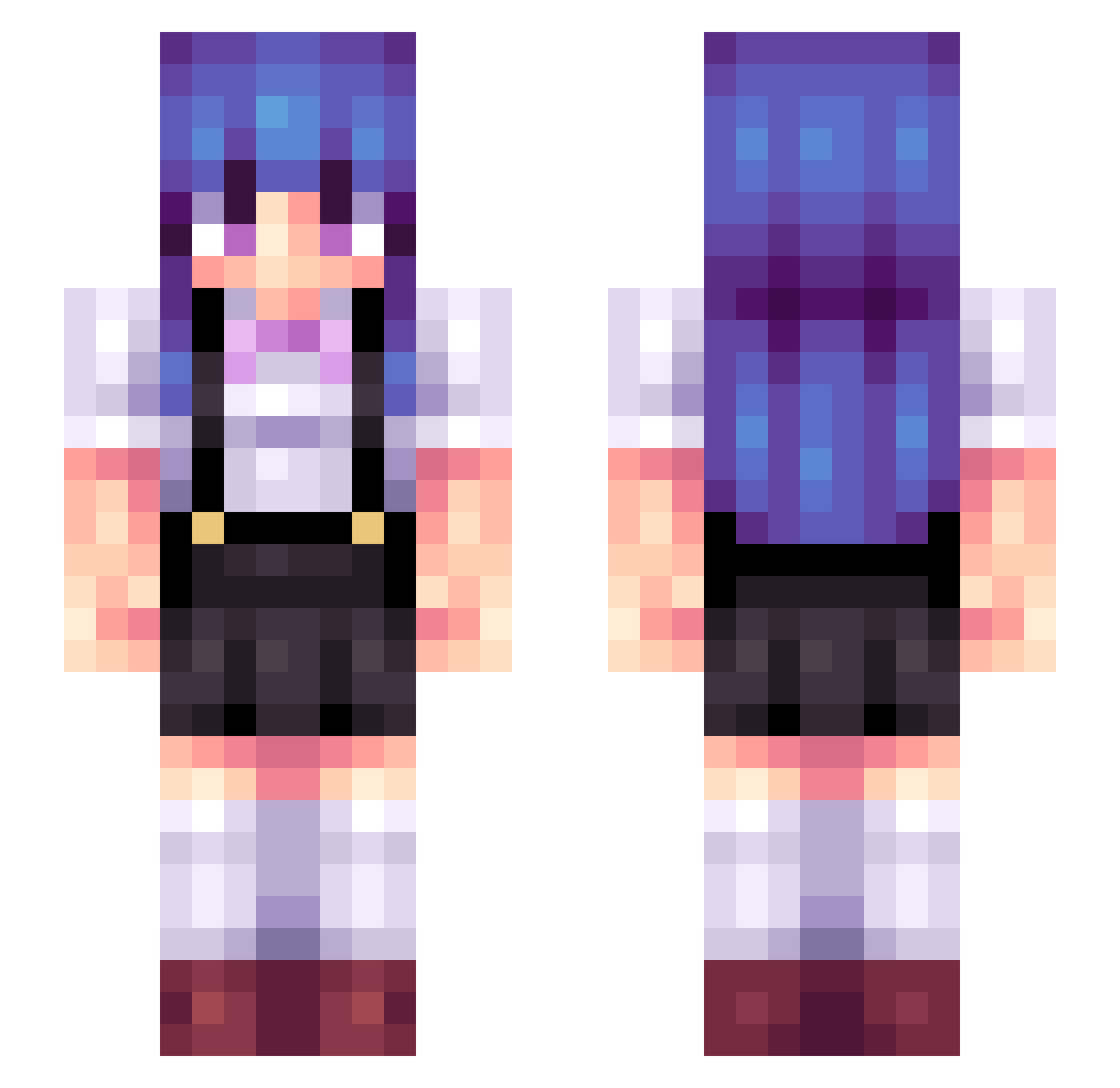 yniaECO Minecraft skin, front and back view