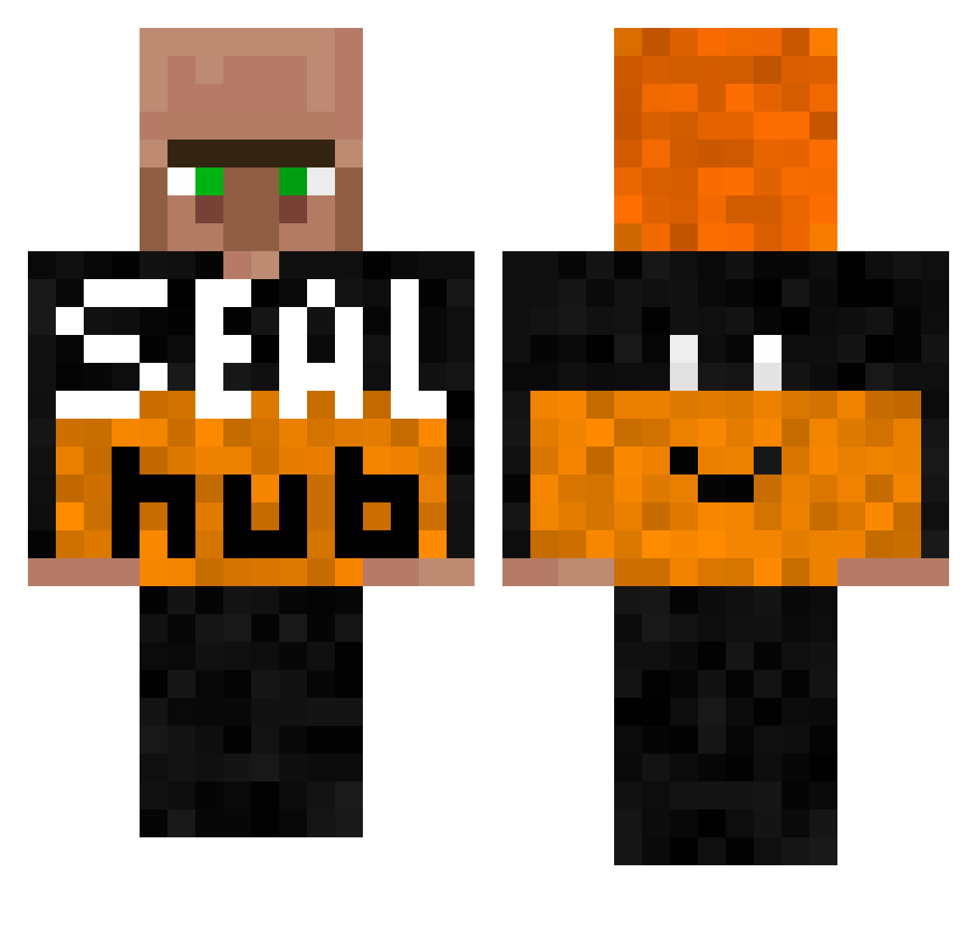 sealthew Minecraft skin, front and back view