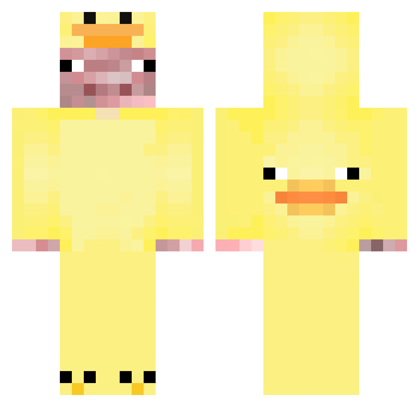 prestable Minecraft skin, front and back view