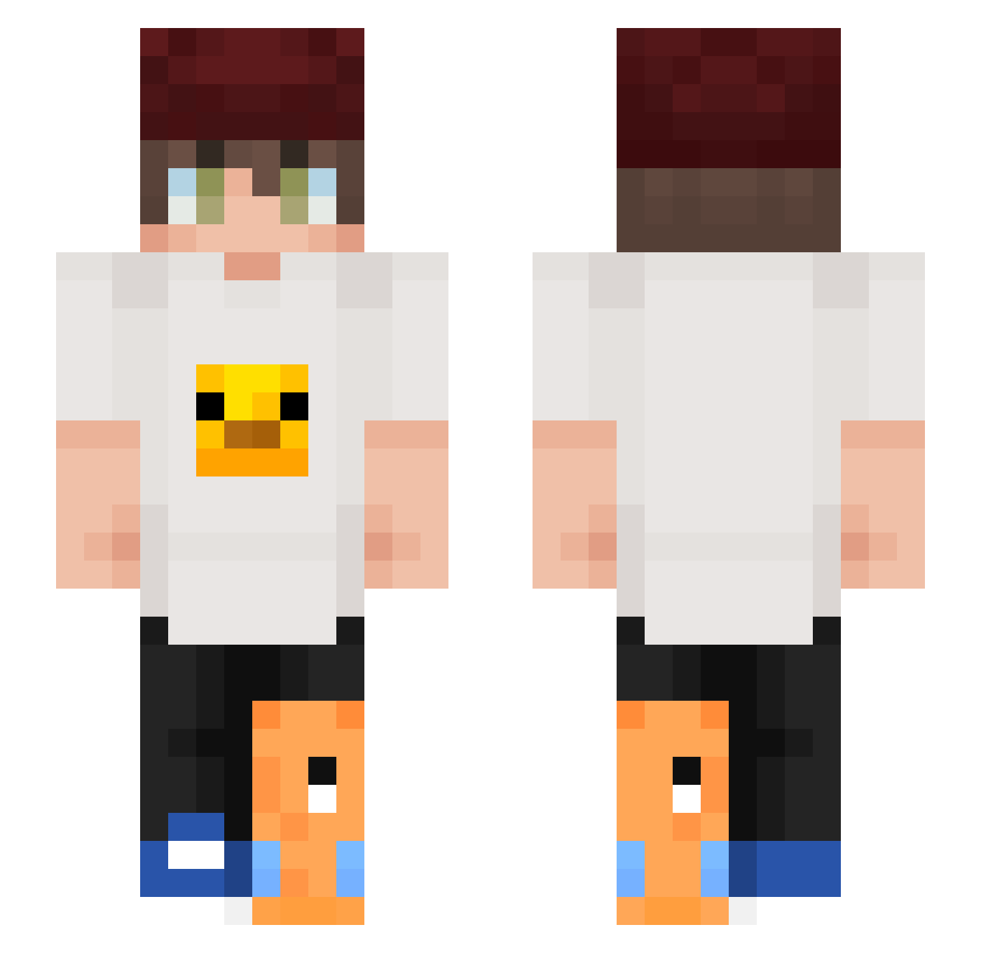 rudejr Minecraft skin, front and back view