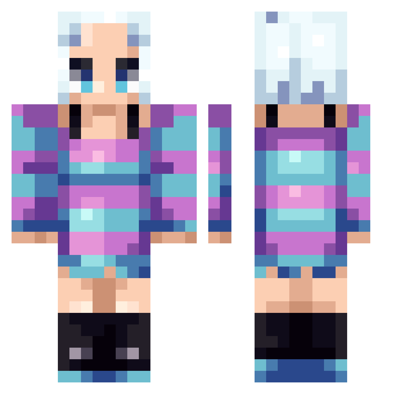 Voitels Minecraft skin, front and back view