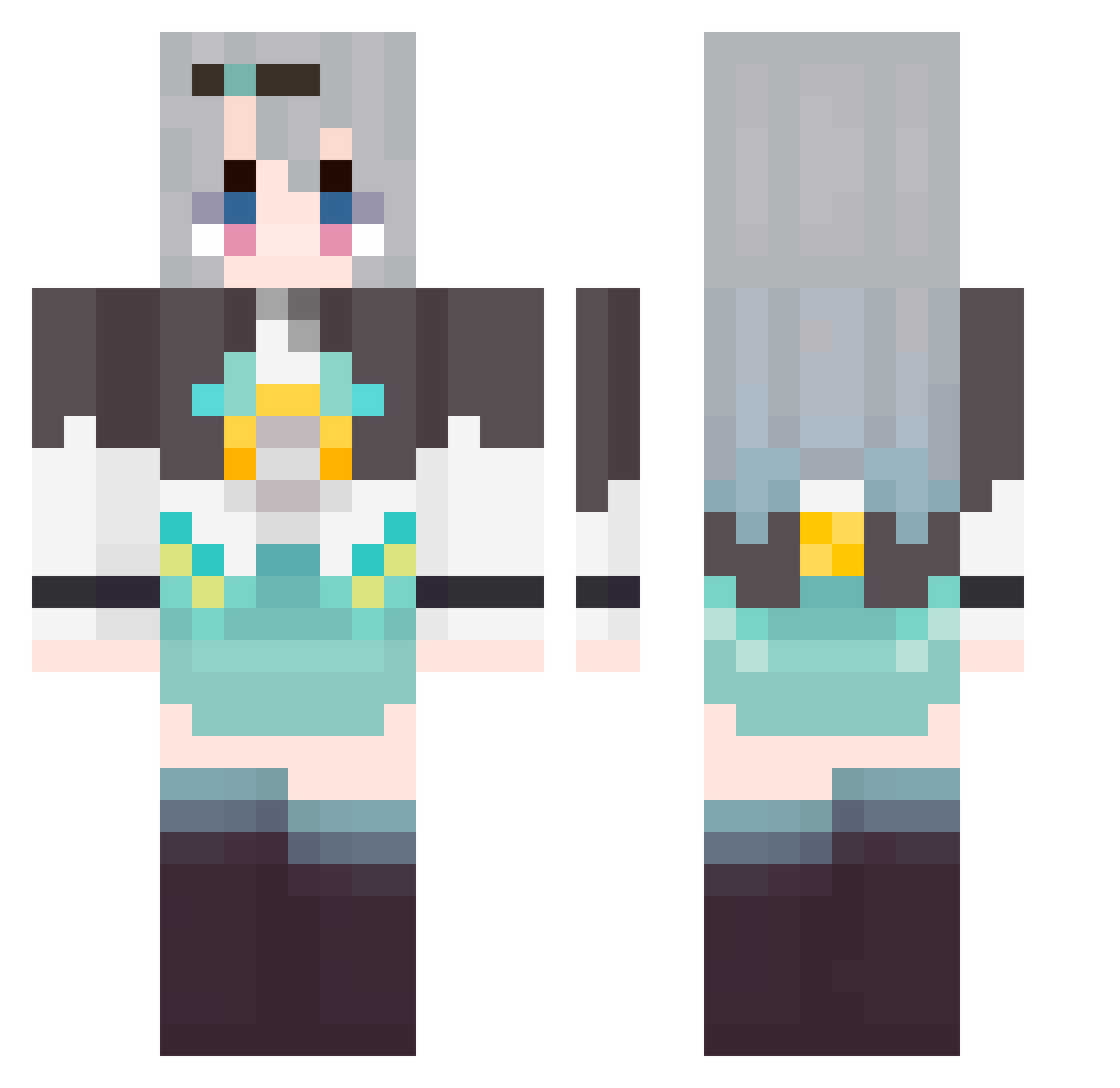 wuyouxiaojin Minecraft skin, front and back view