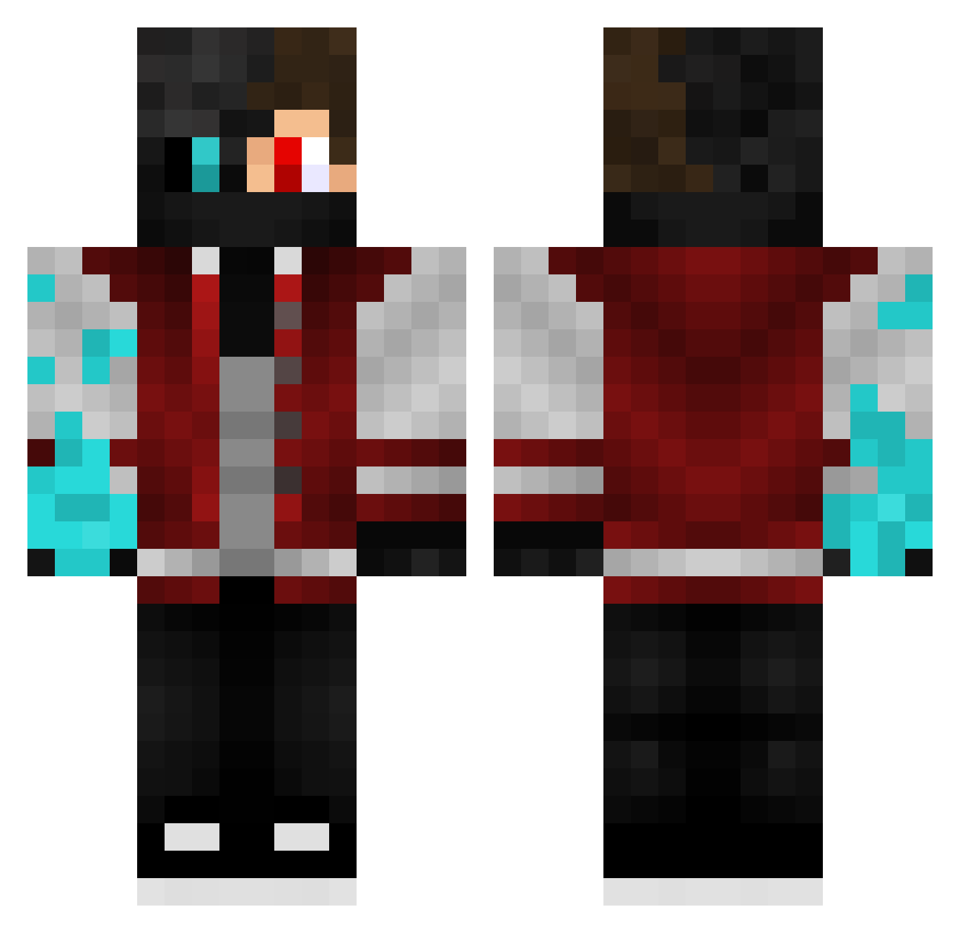 wellez Minecraft skin, front and back view