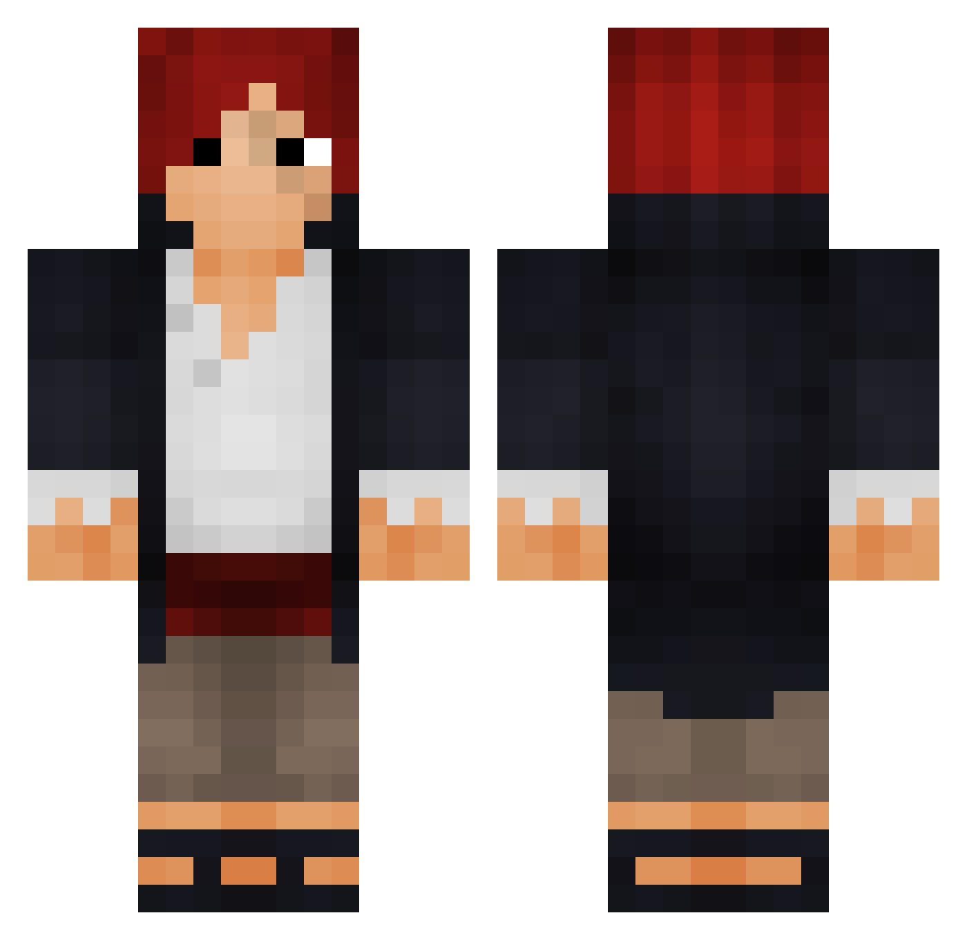 Shanksko Minecraft skin, front and back view