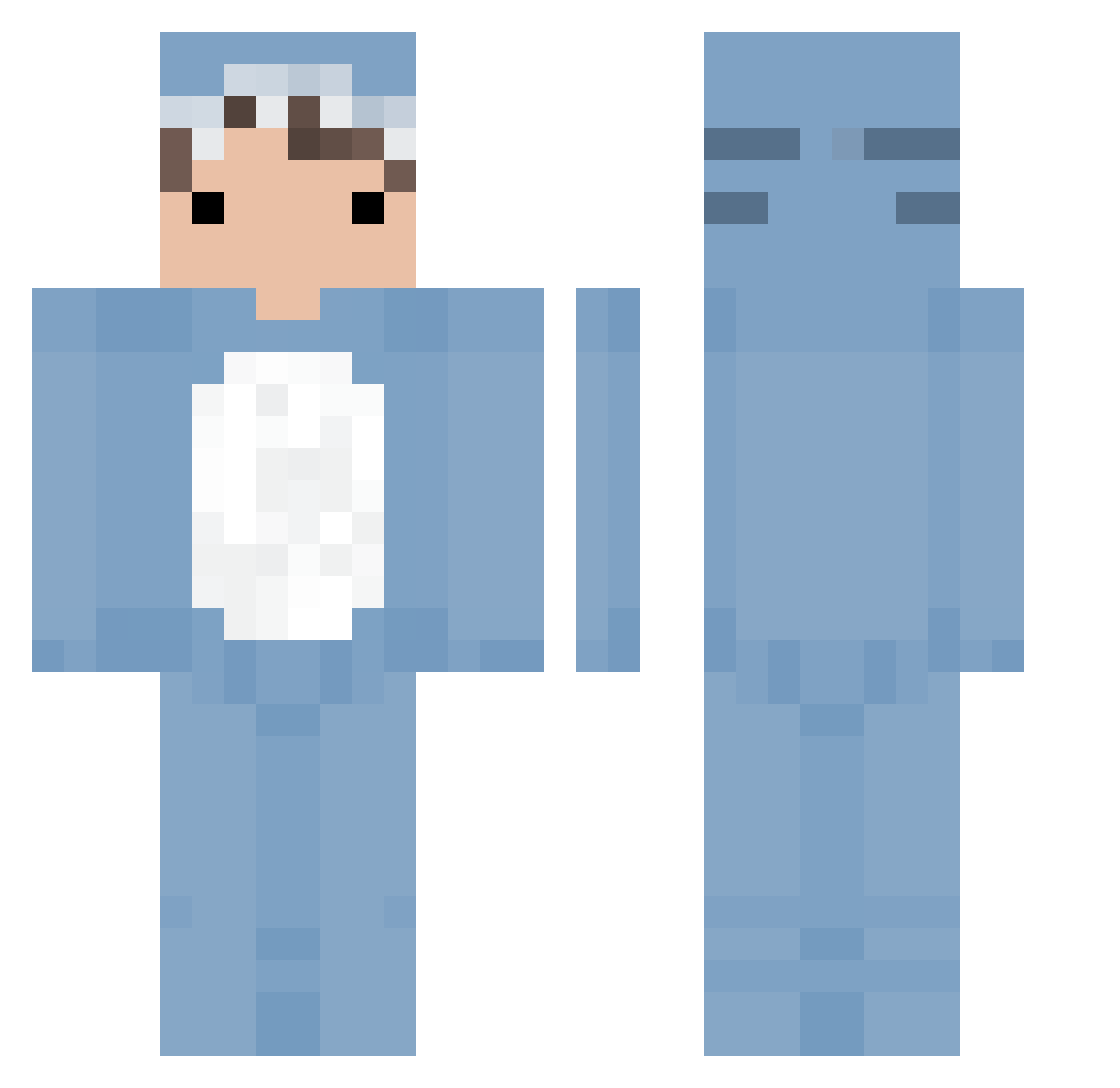 ItsB000 Minecraft skin, front and back view