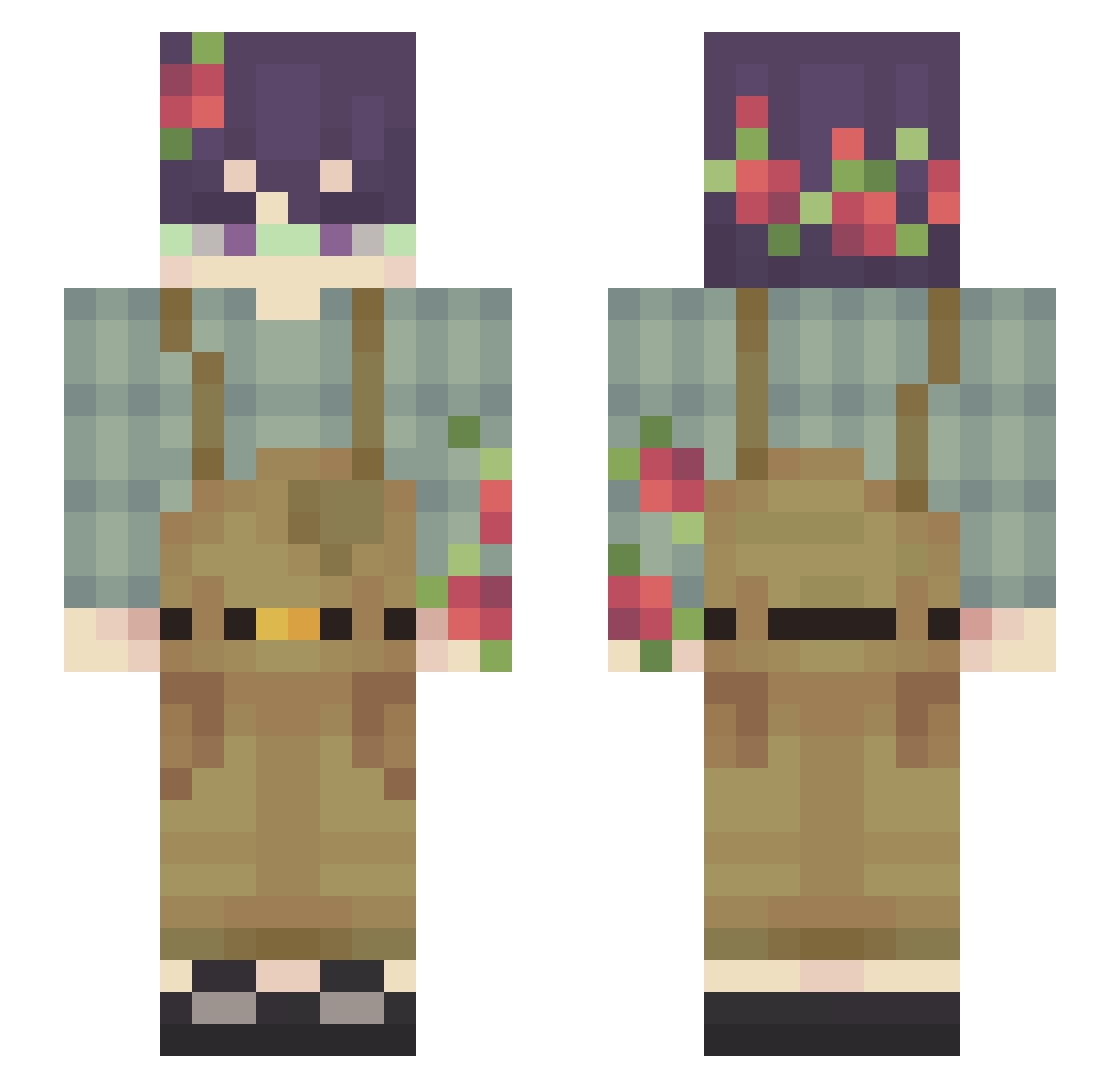 Zacstep Minecraft skin, front and back view