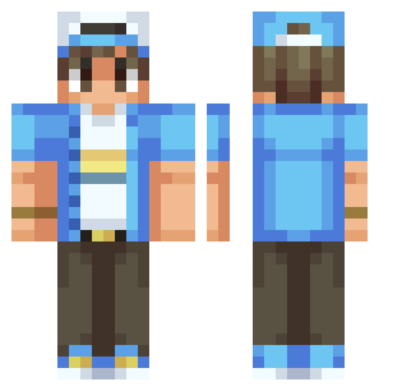 ludofire Minecraft skin, front and back view