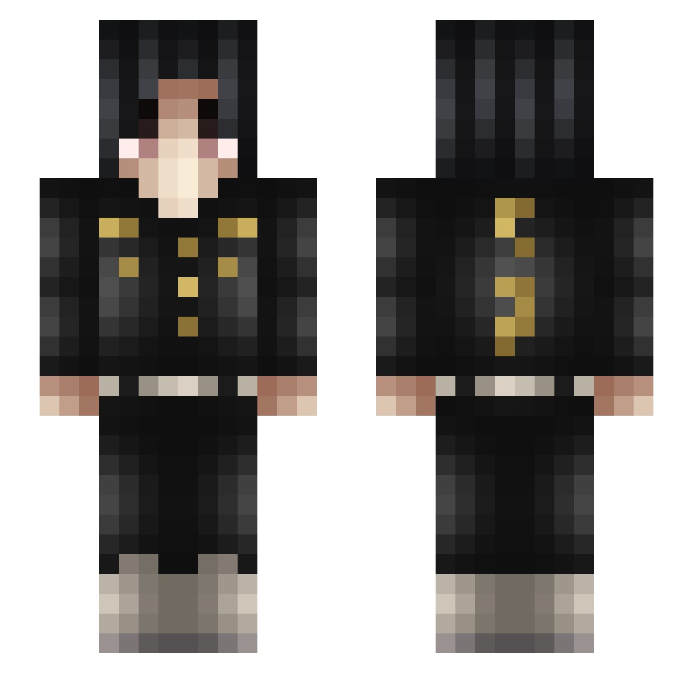 PeteAleha Minecraft skin, front and back view