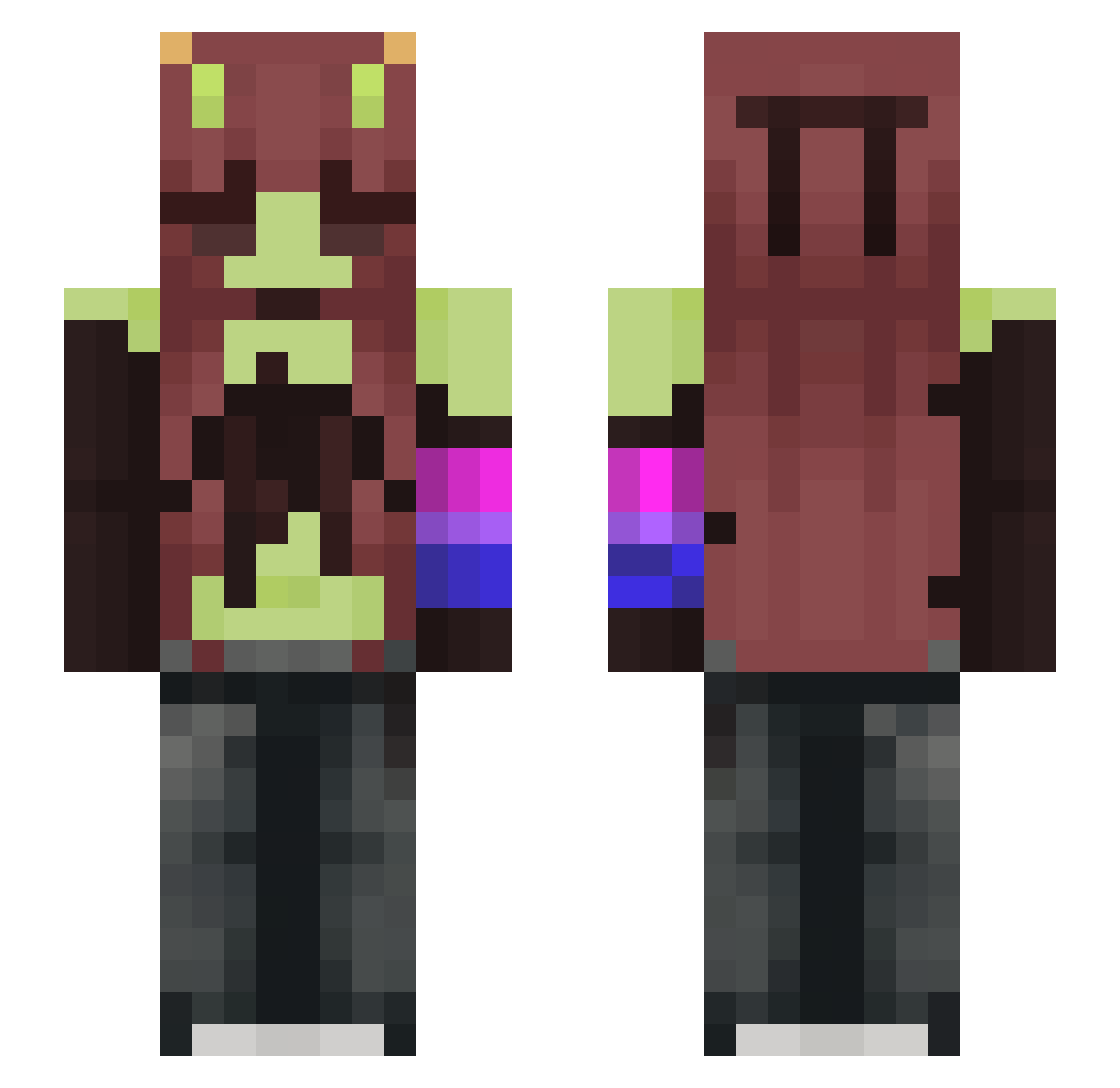 Powxrr Minecraft skin, front and back view