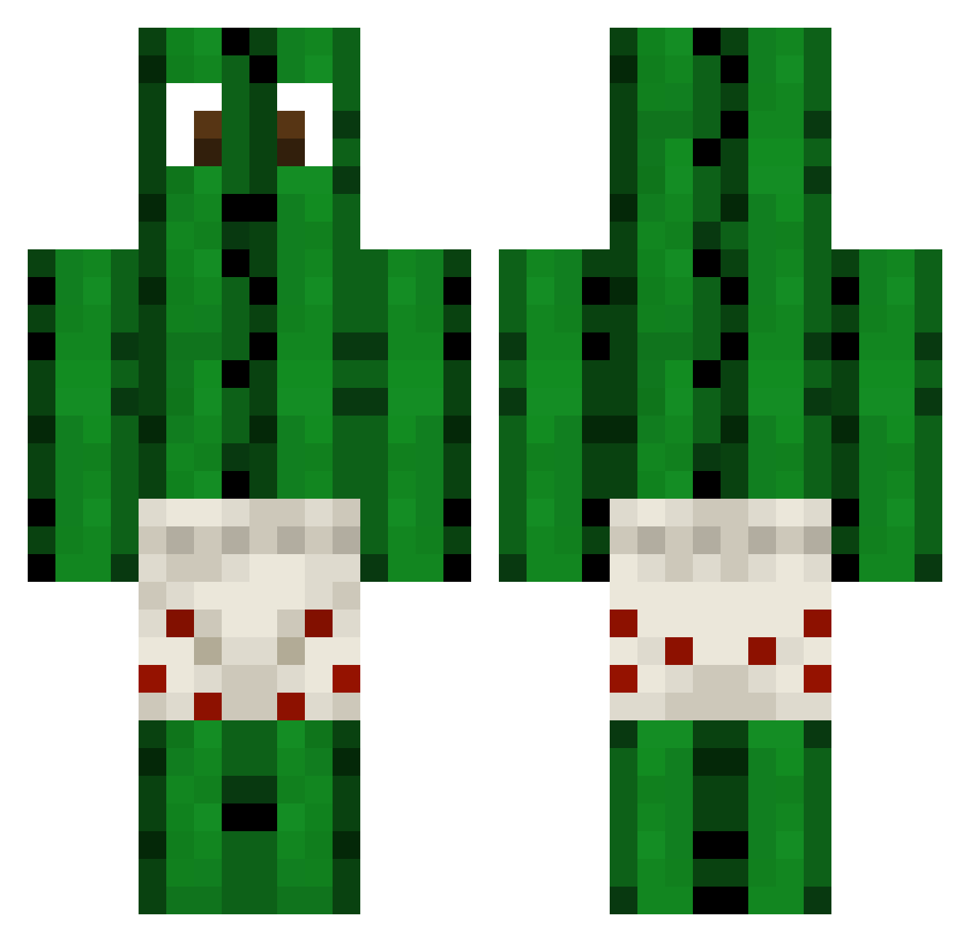 xwoso Minecraft skin, front and back view