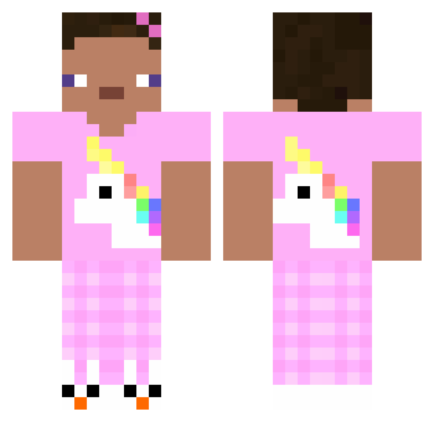 Pewh Minecraft skin, front and back view
