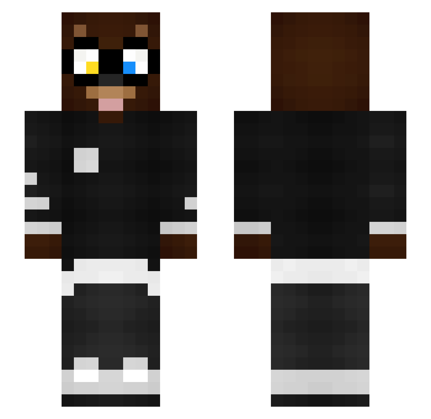 lxcvste Minecraft skin, front and back view