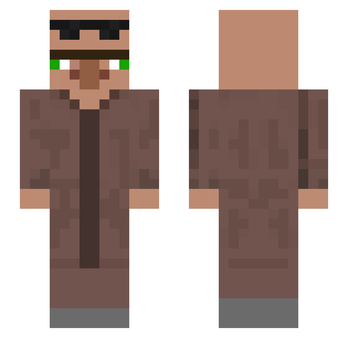 snakery Minecraft skin, front and back view